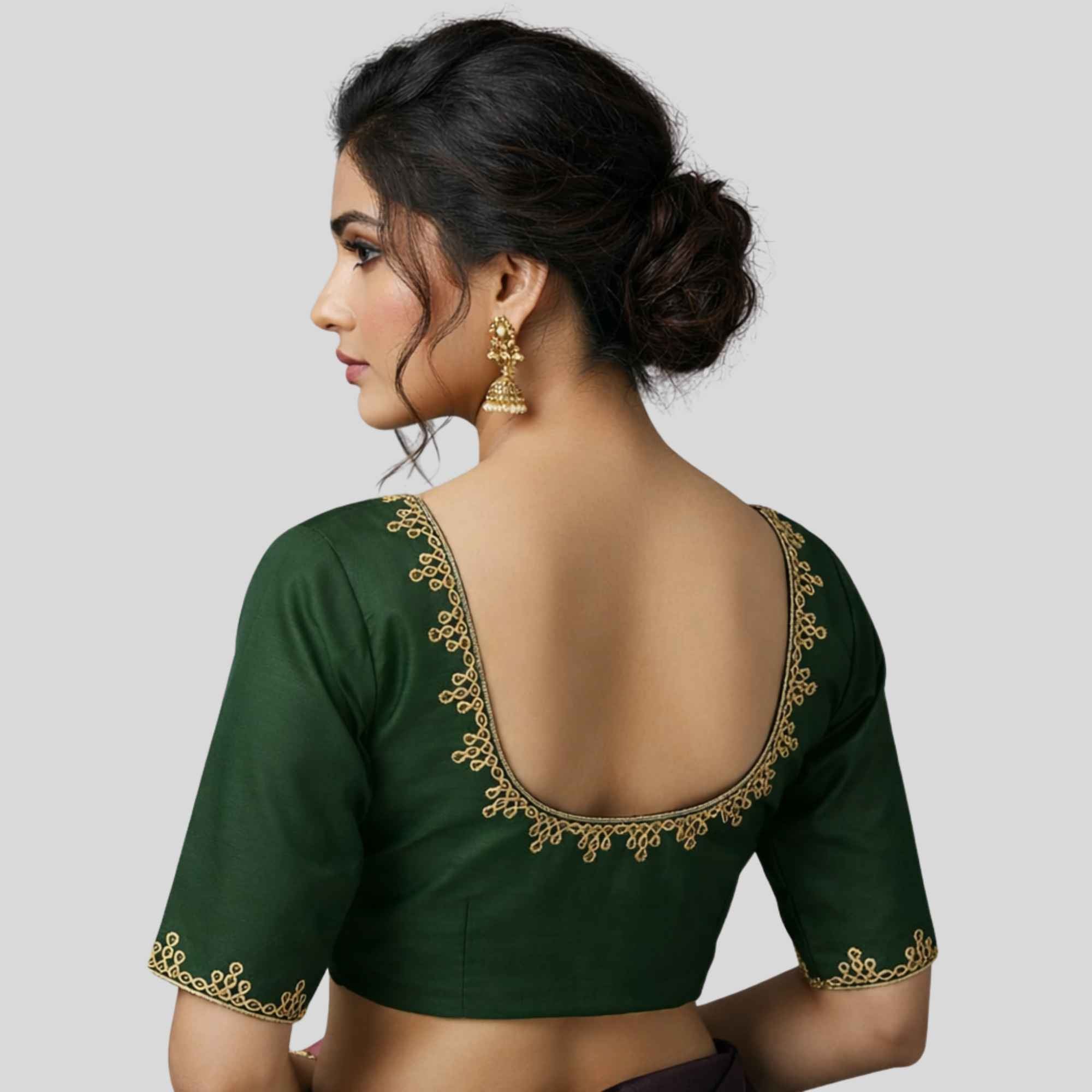 Kolam Embroidery Silk Cotton Readymade Blouse, Made To Order