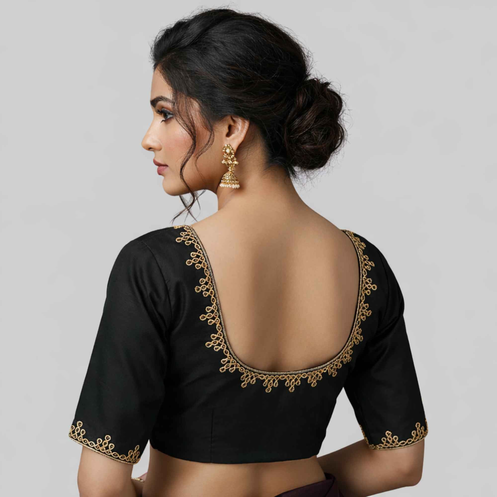 Kolam Embroidery Silk Cotton Readymade Blouse, Made To Order