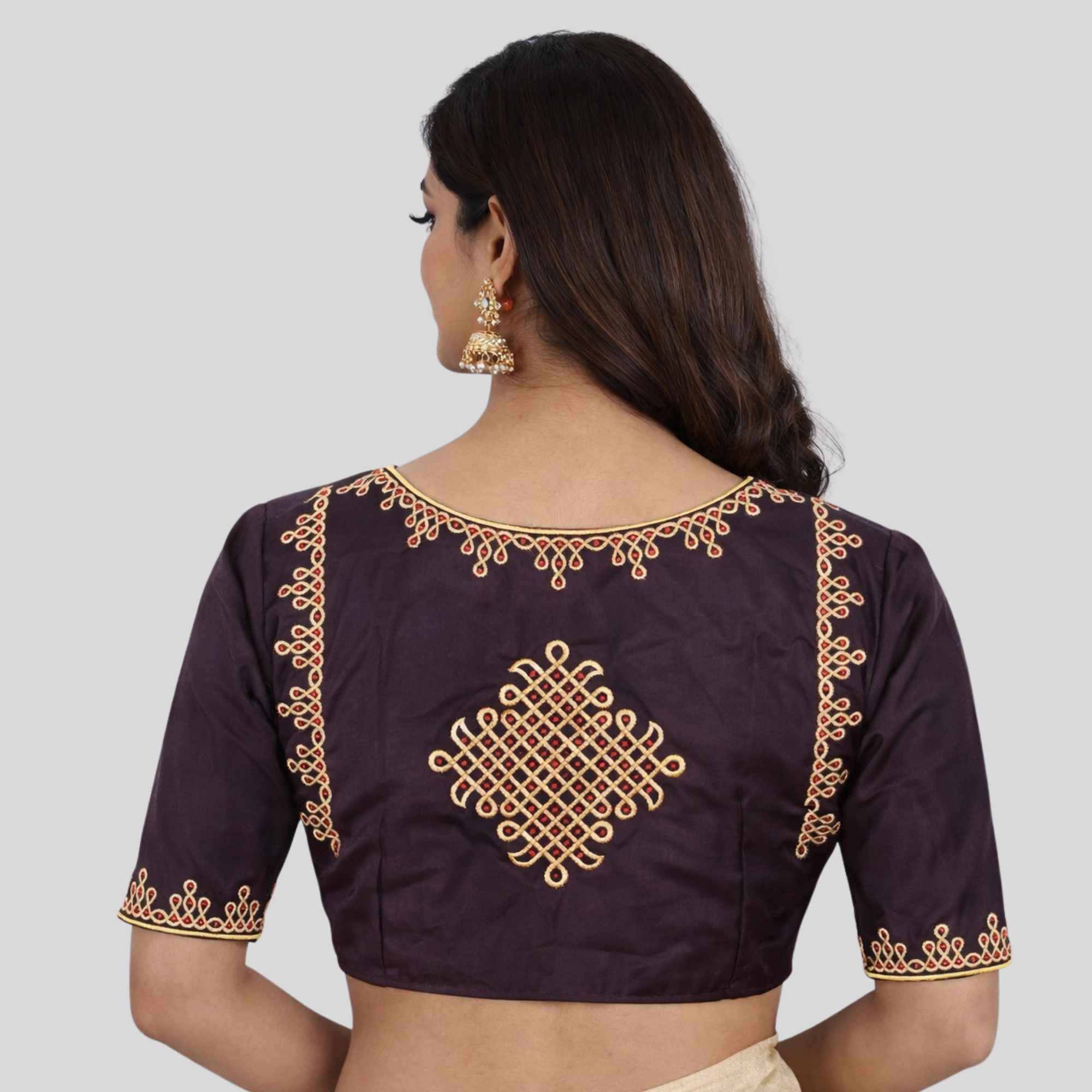 Embroidery Silk Cotton Readymade Blouse,Made To Order