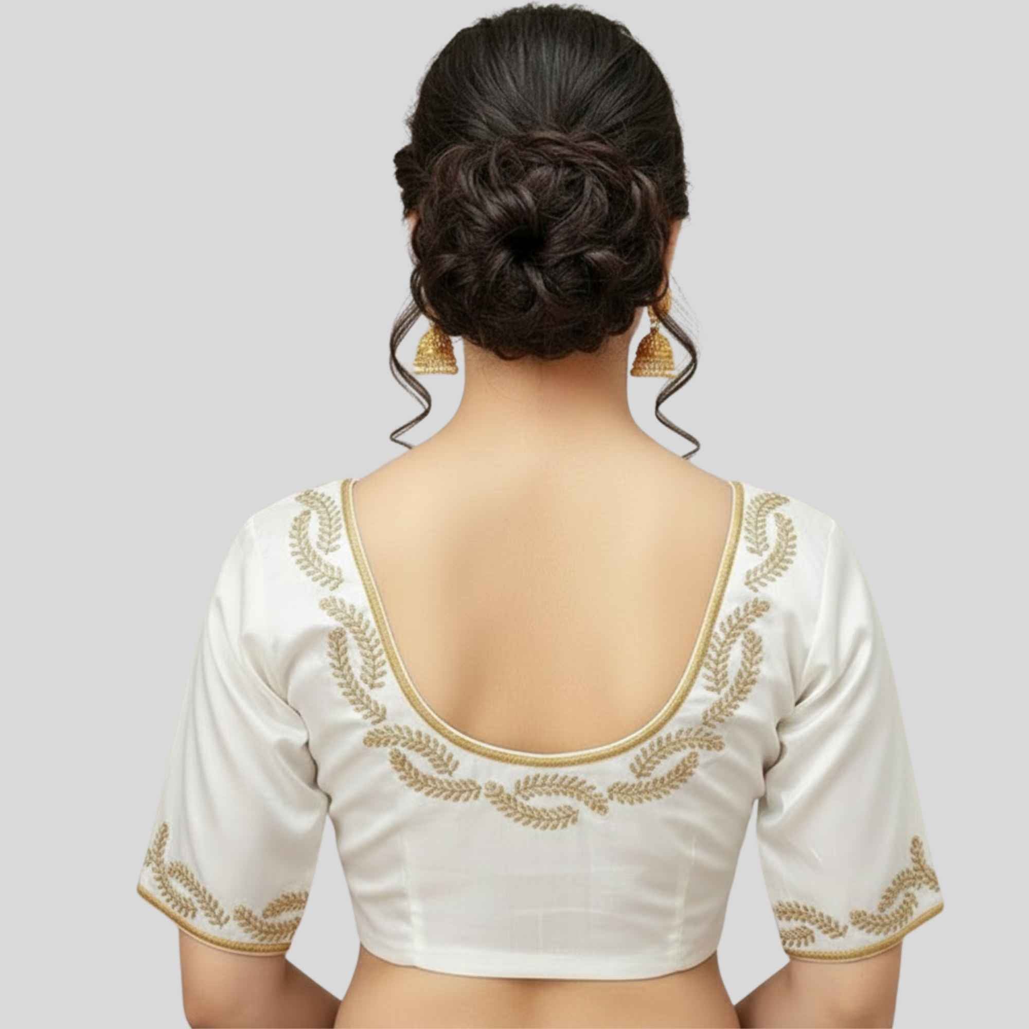 Half white silk cotton blouse