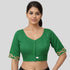 Green silk embroidery blouse
