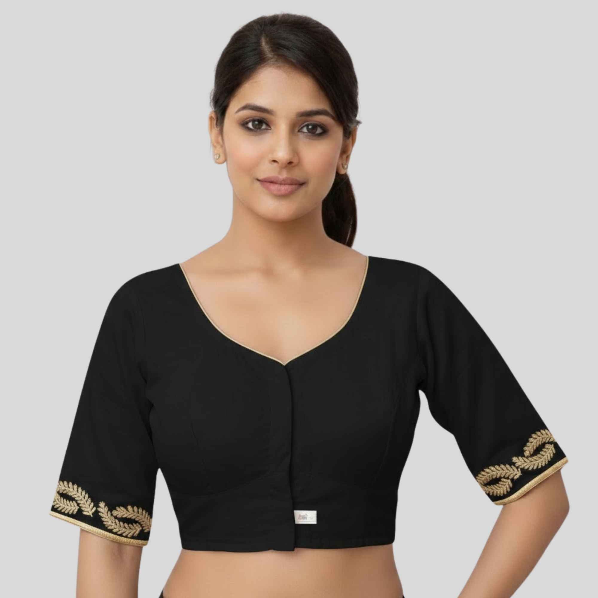 Black silk cotton blouse 