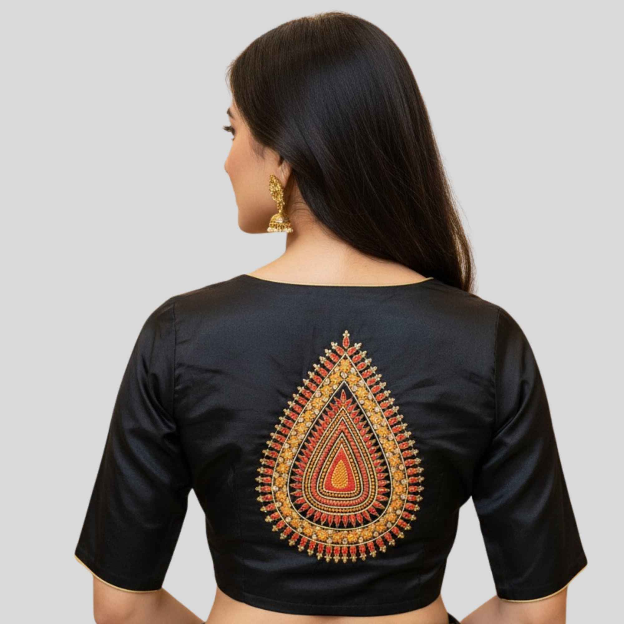 Embroidery Silk Cotton Readymade Blouse, Made To Order