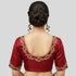 Red U neck embroidery blouse