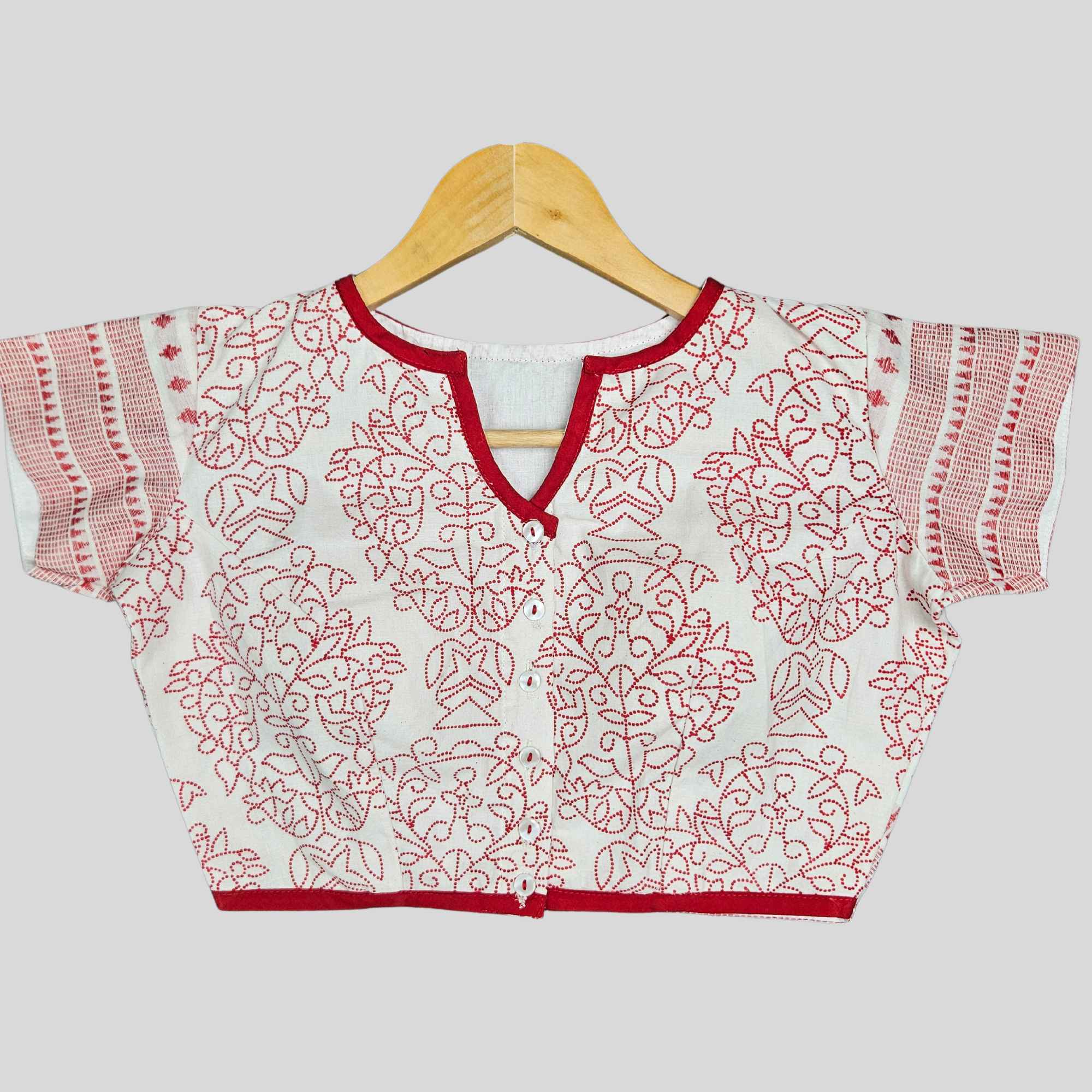 JISB Cotton Printed With Fancy Border Blouse