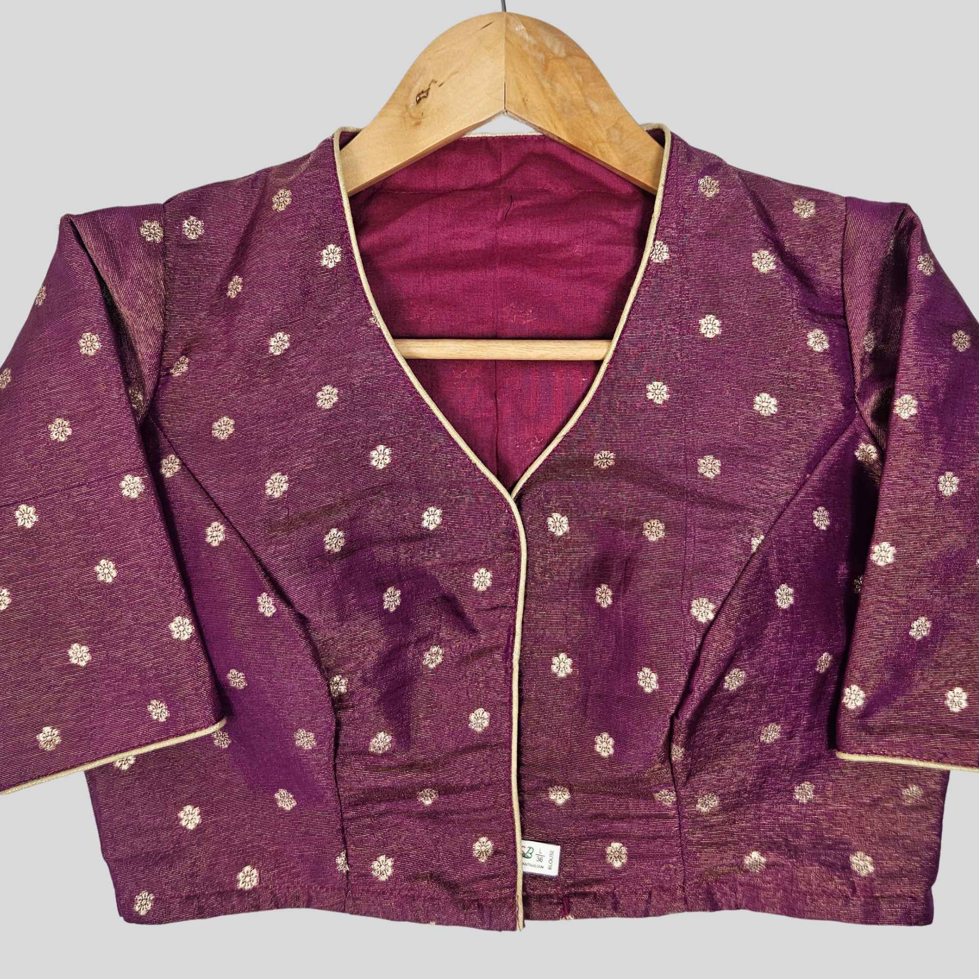 Tissue butta High neck Elbow Sleeve Blouse