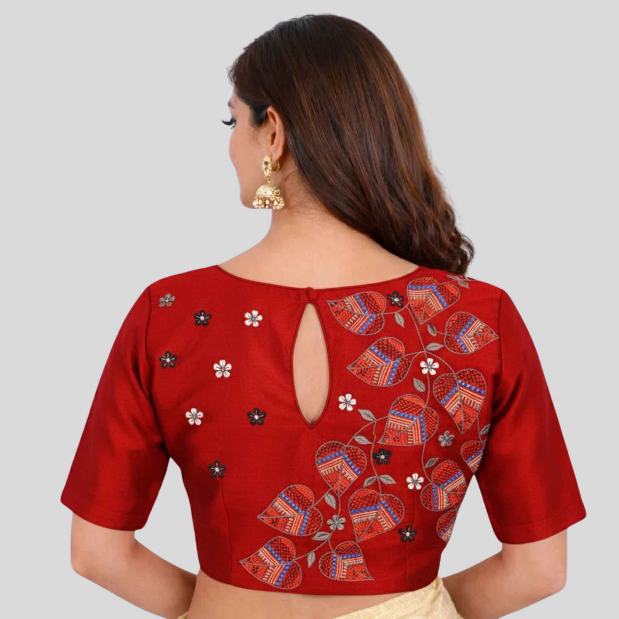 Maroon embroidery blouse
