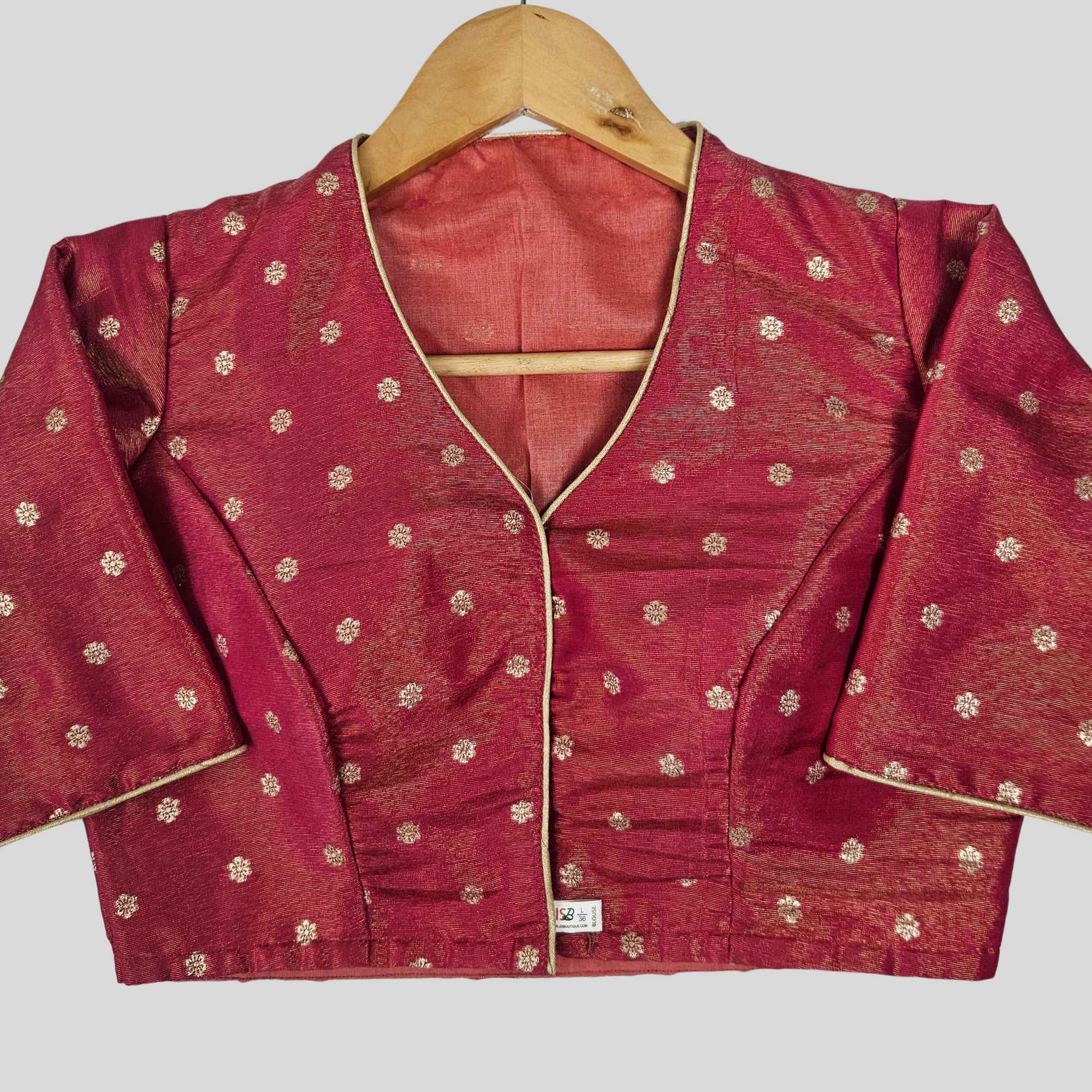 Tissue butta High neck Elbow Sleeve Blouse