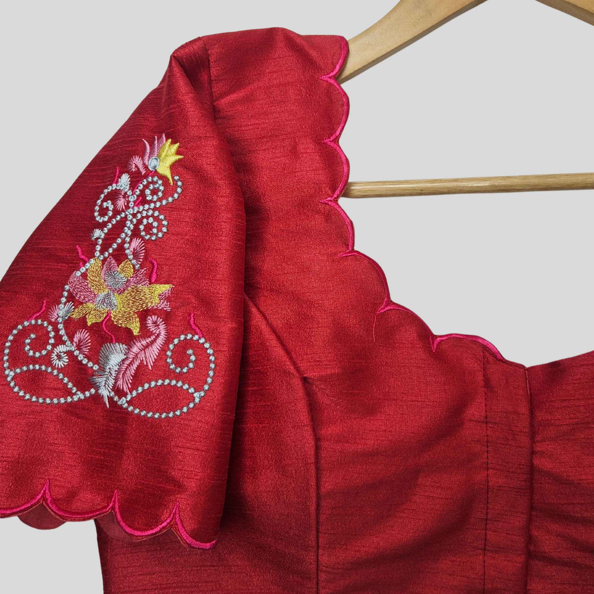 Embroidery Silk Cotton Readymade Blouse,Made To Order