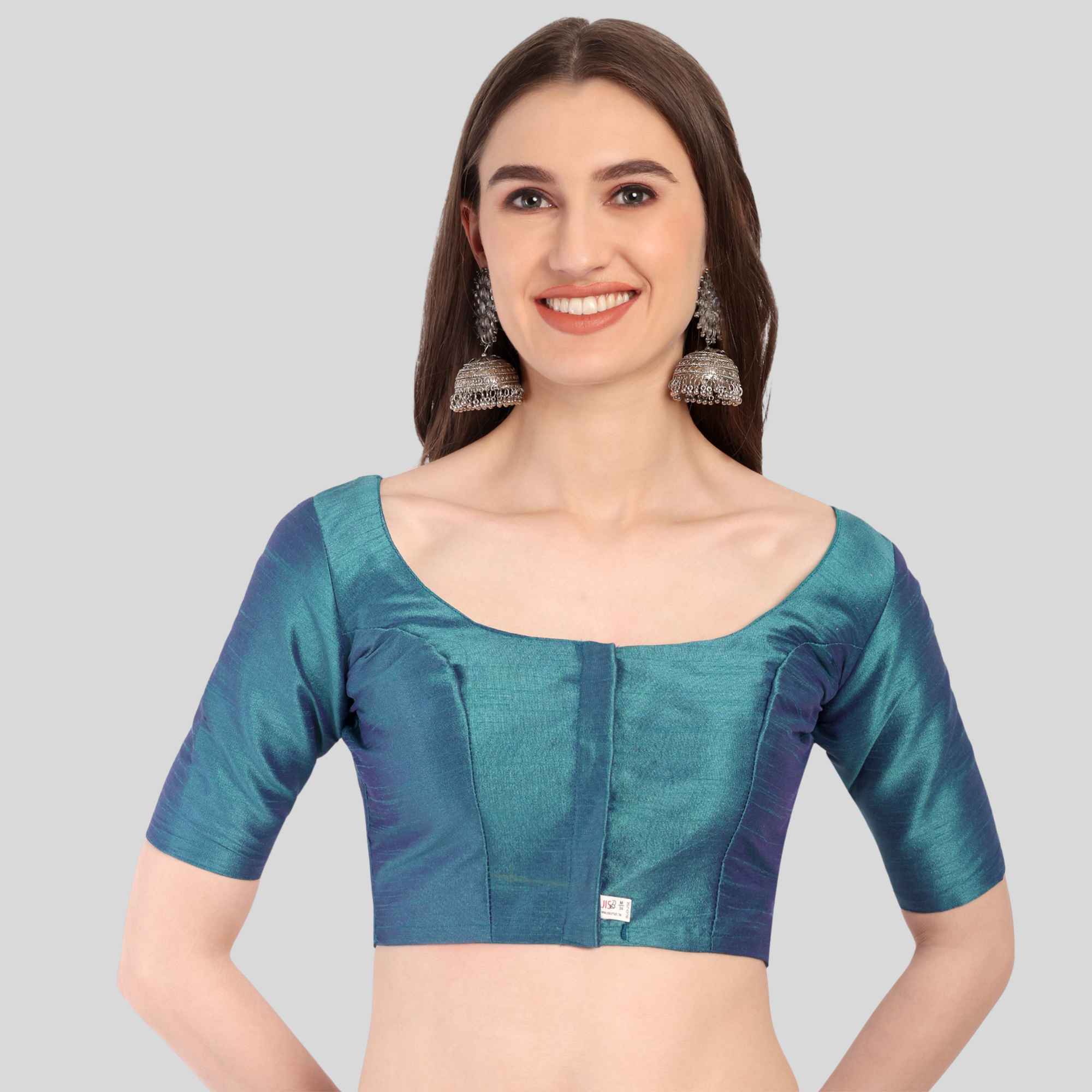 Dupion poly Silk Readymade Blouse Elbow Sleeves