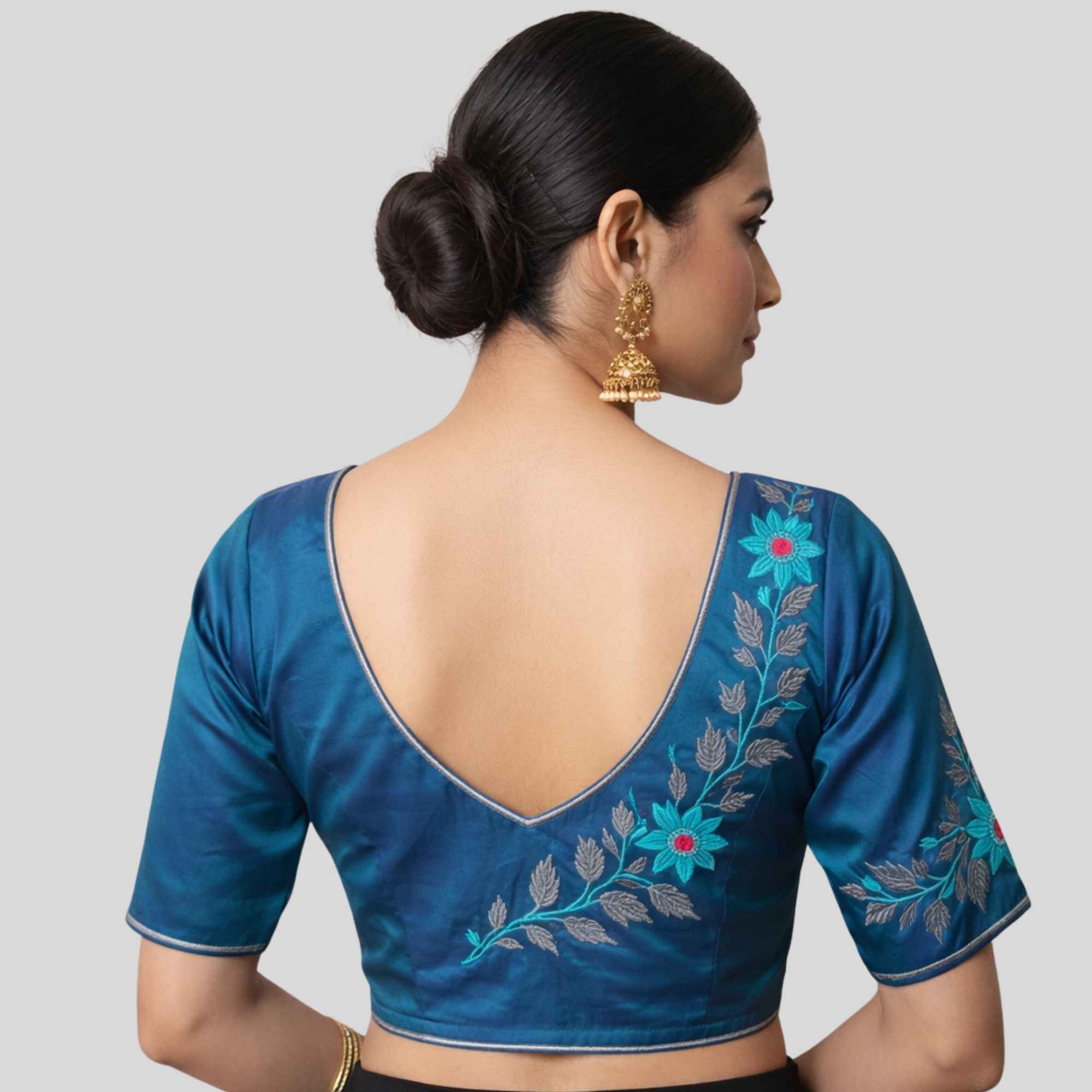 peacock blue readymade blouse
