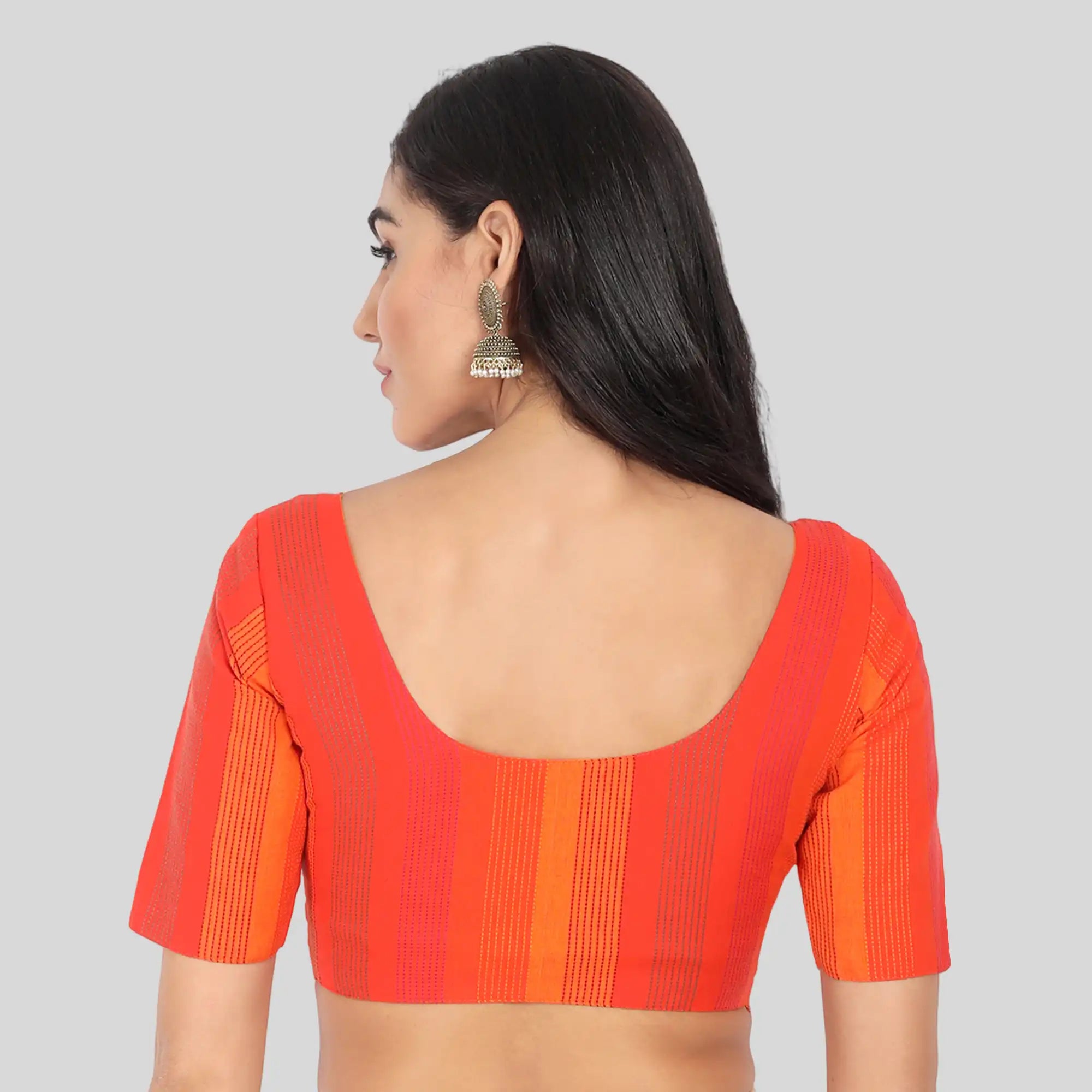 orange stripe readymade blouse