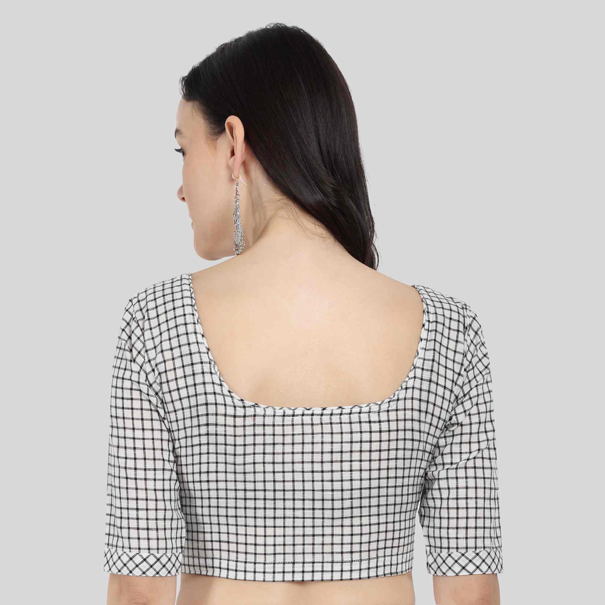  Mini check blouse designs