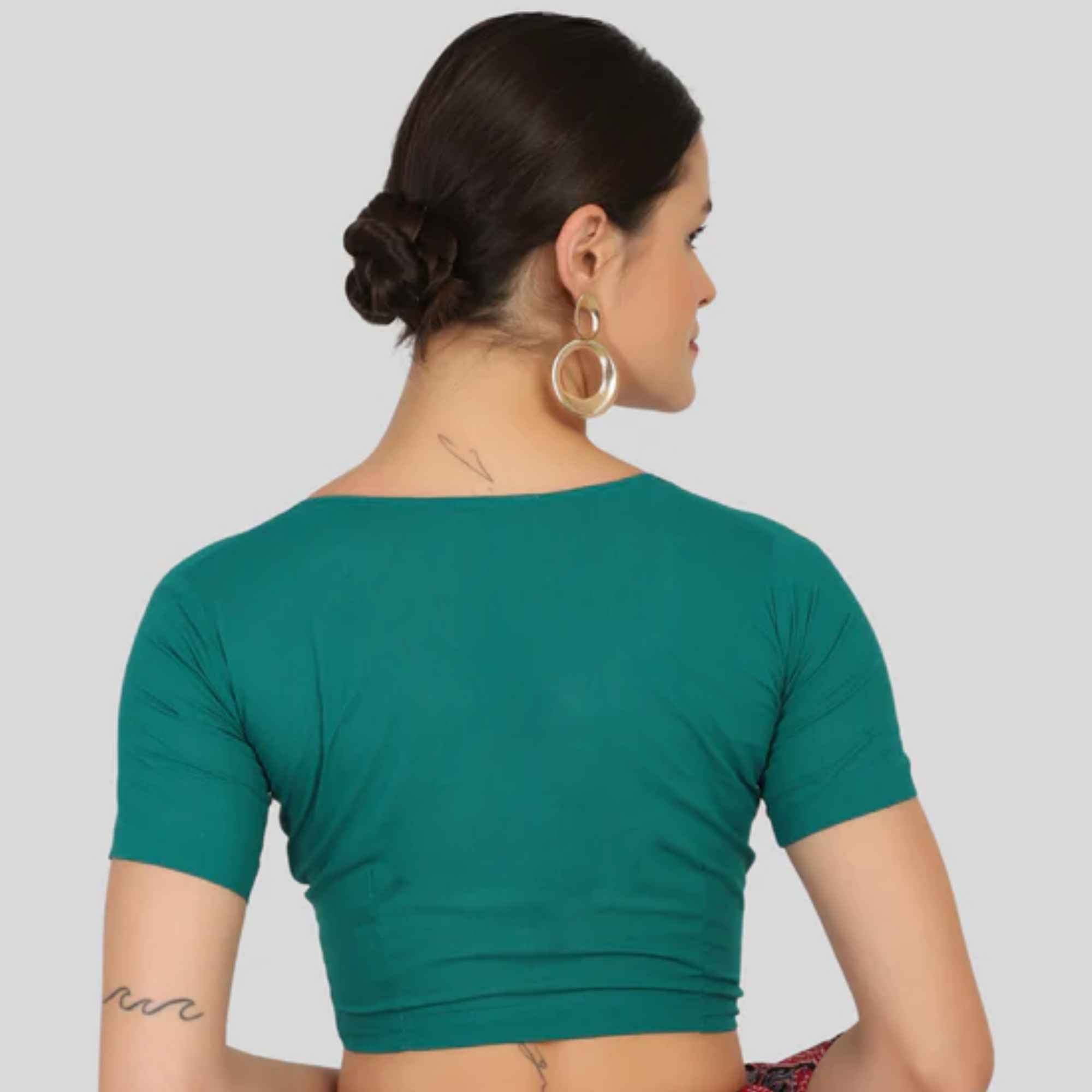 JISB Cotton 2by2 High Neck Short Sleeve Blouse