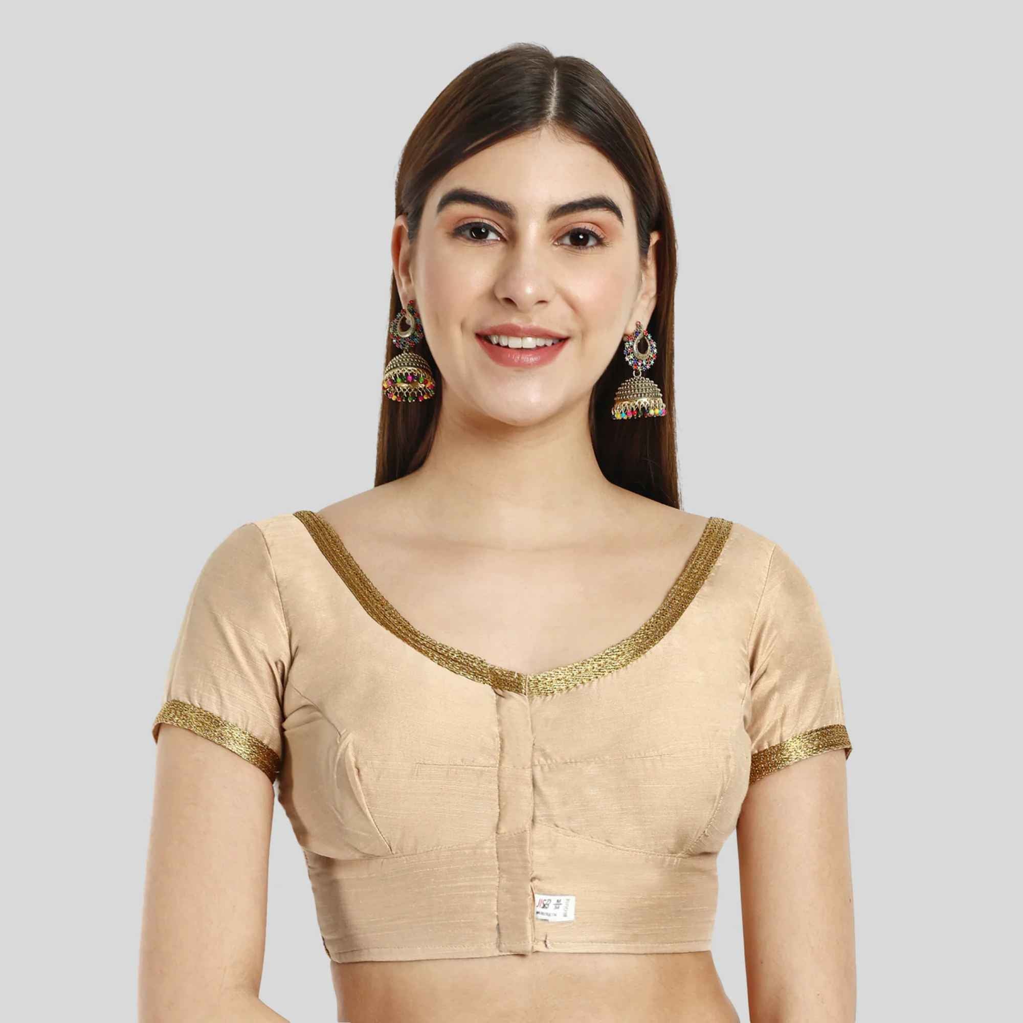 JISB Lace Work Round neck Short Sleeve Blouse