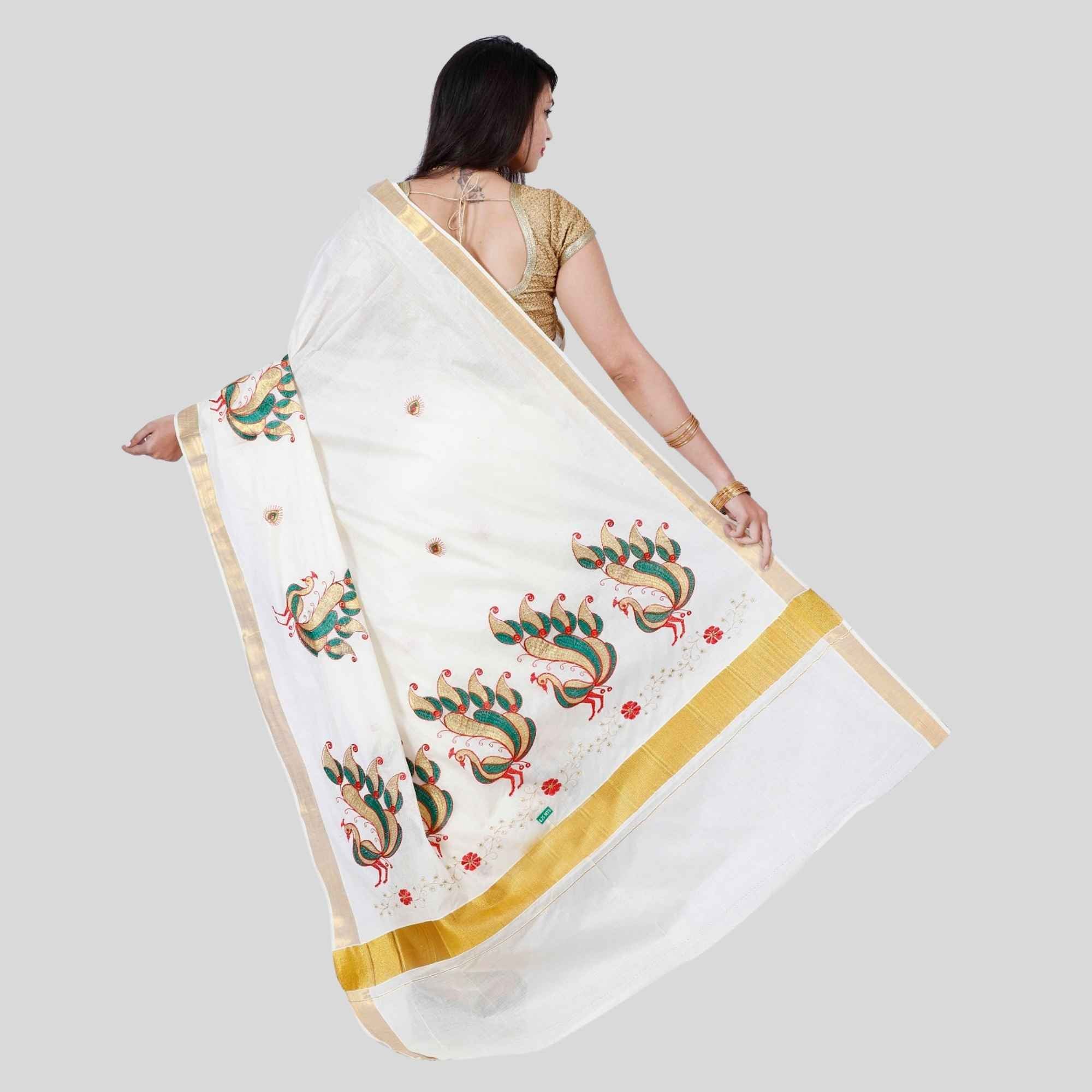 Kerala Embroidery Saree