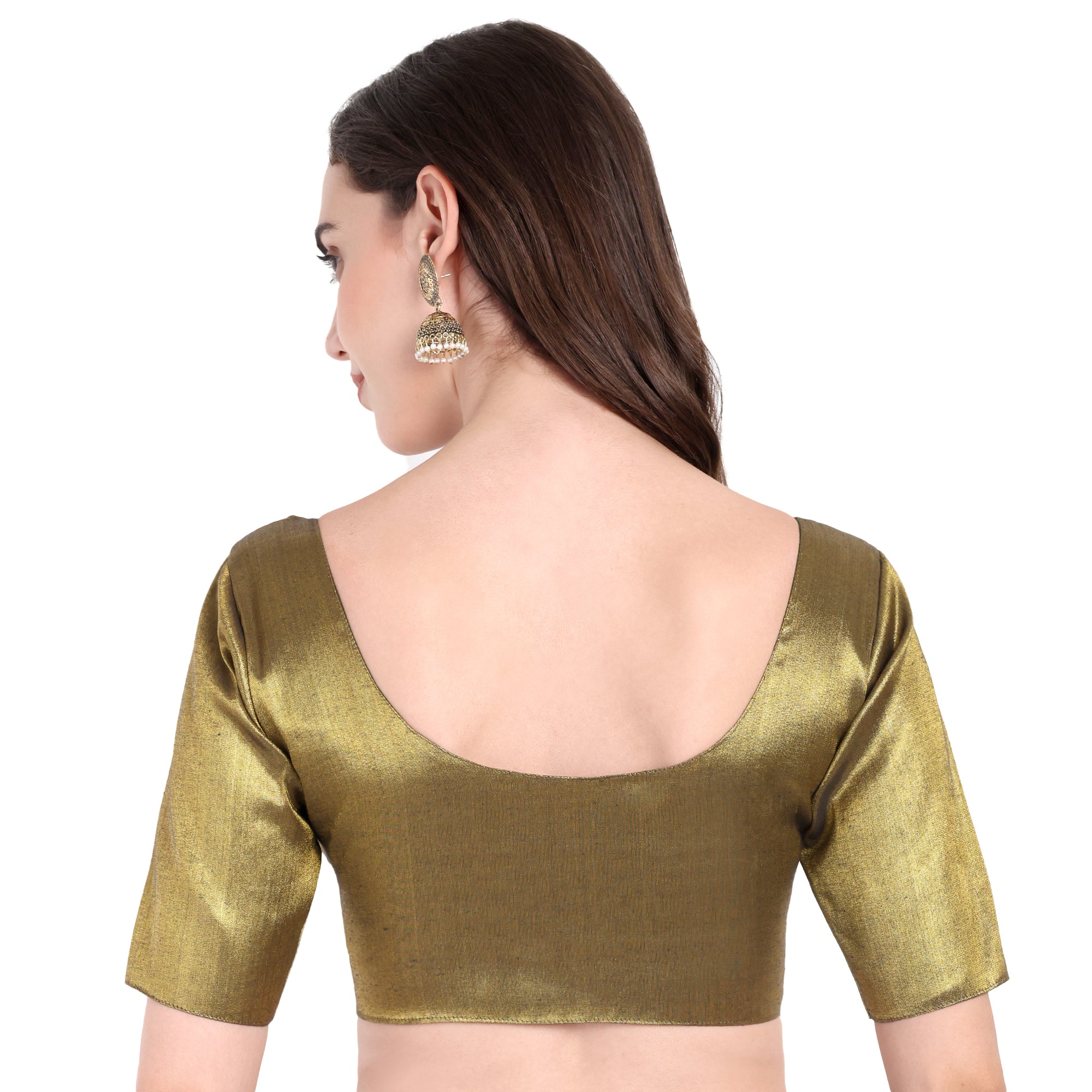 Tissue Readymade Blouse in Elbow Sleeve