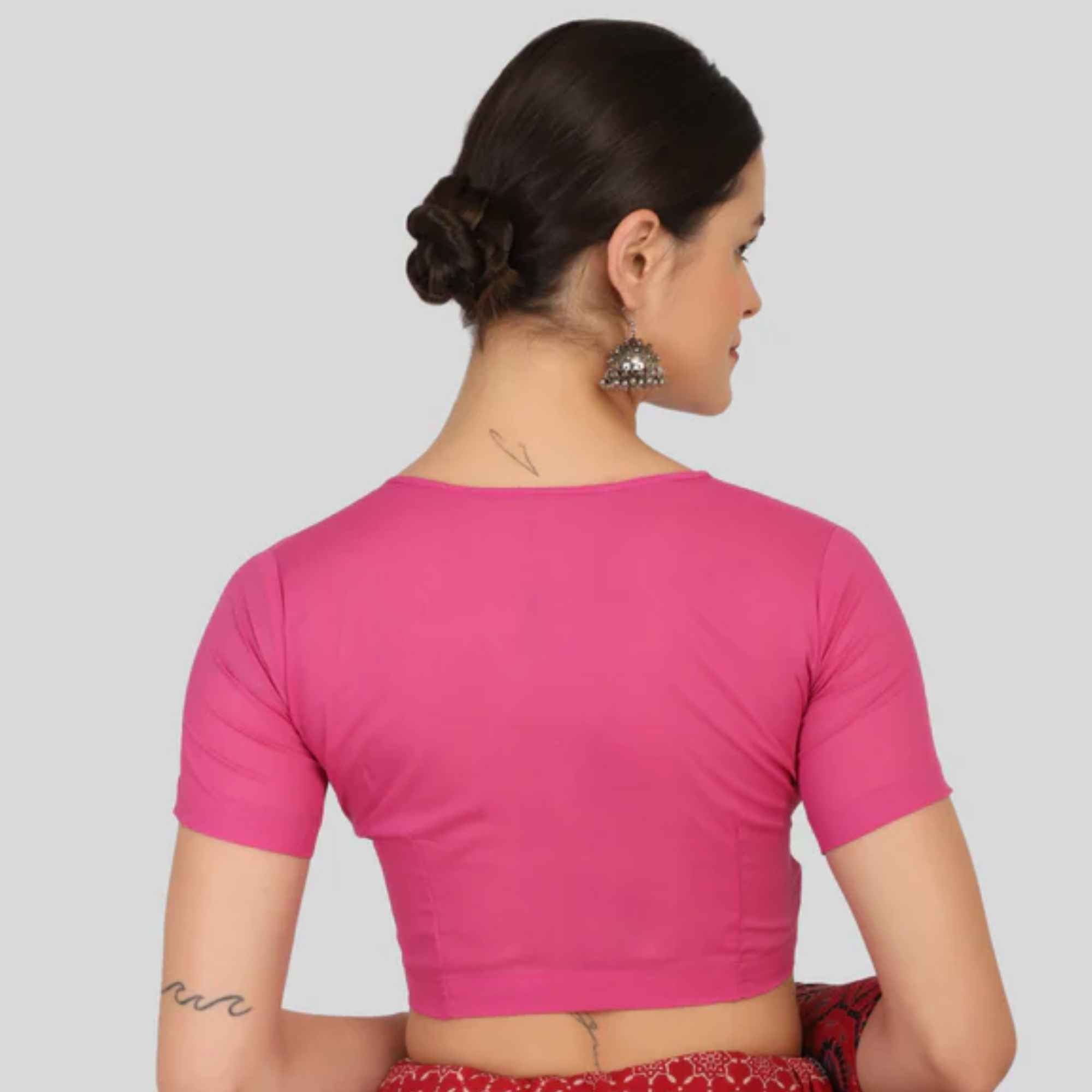 JISB Cotton 2by2 High Neck Short Sleeve Blouse