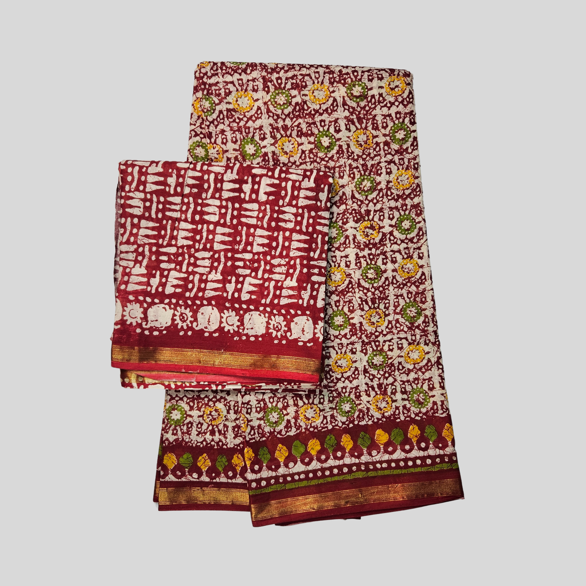 ajrakh print sarees with zari border