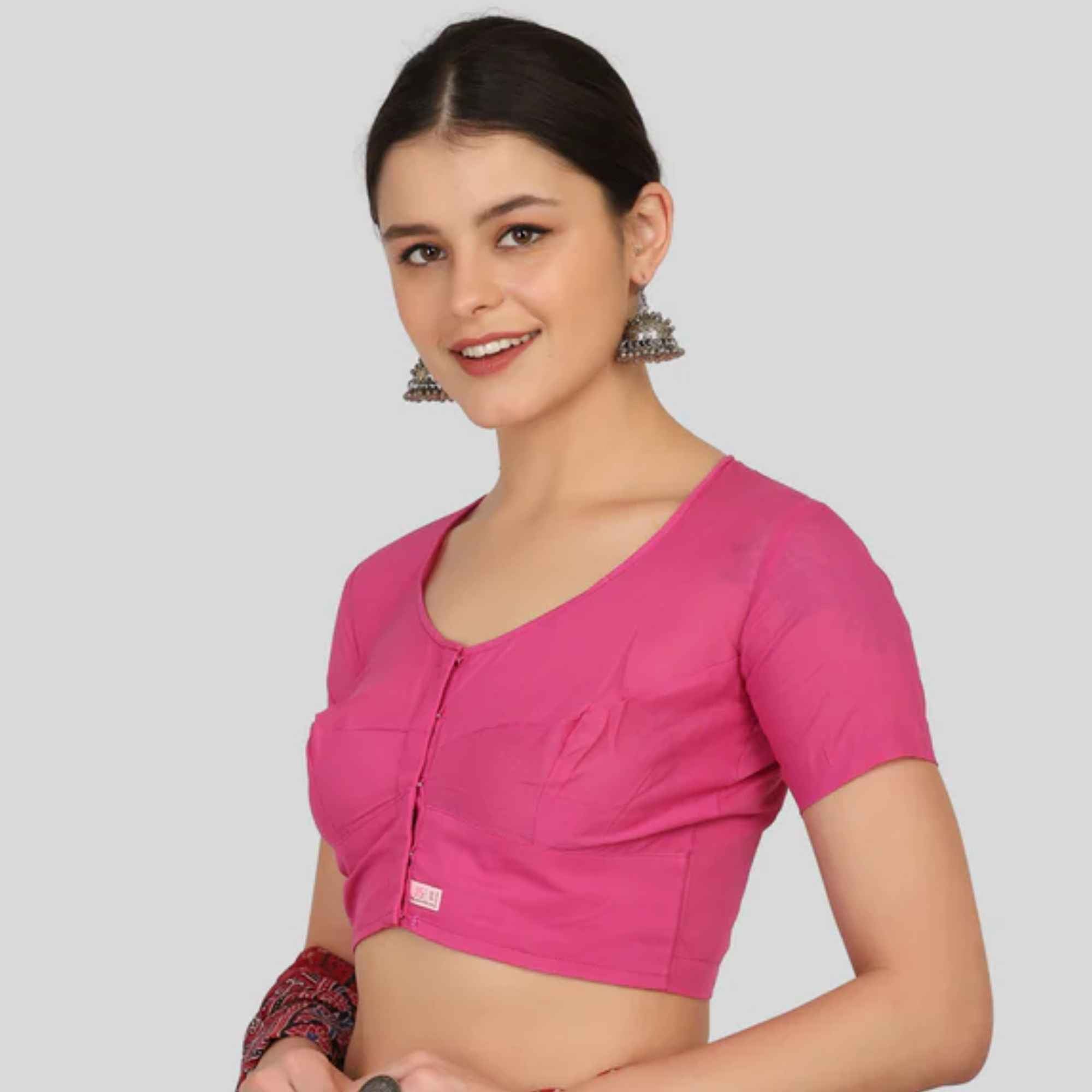 JISB Cotton 2by2 High Neck Short Sleeve Blouse