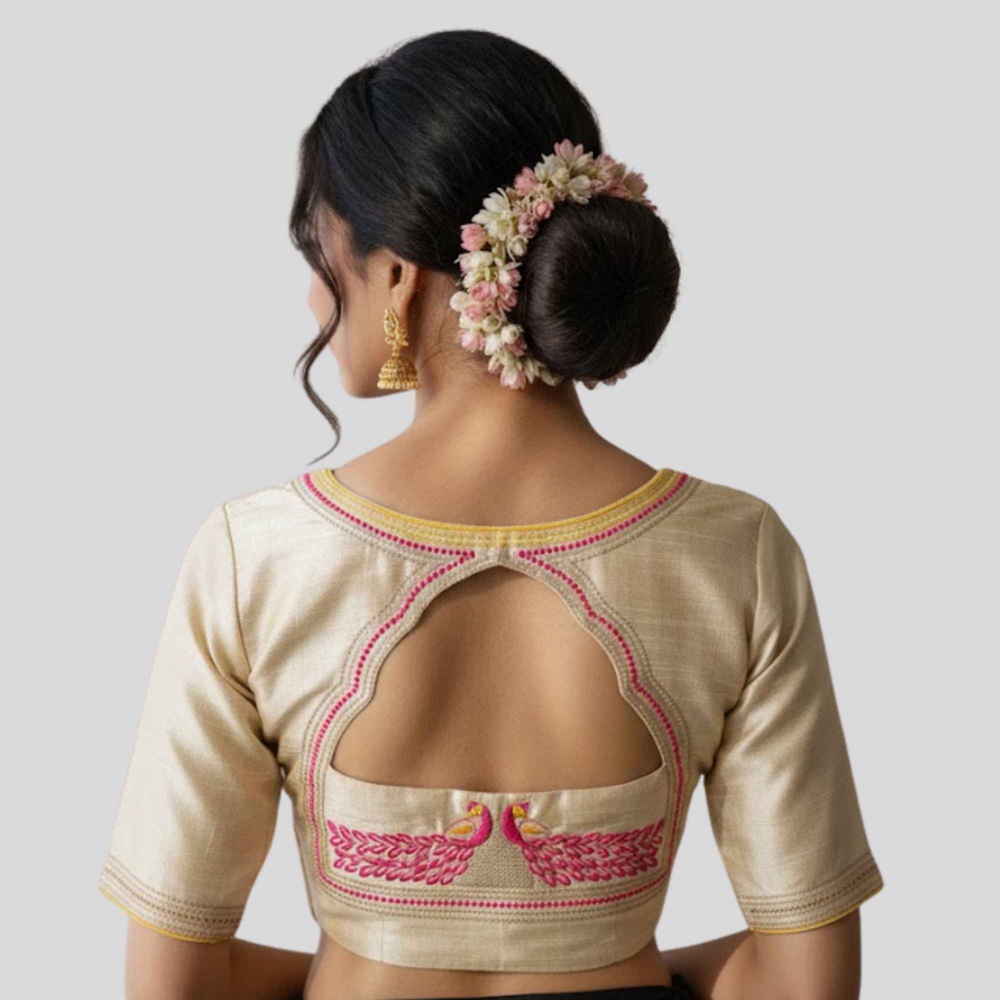 peacock back embroidery blouse