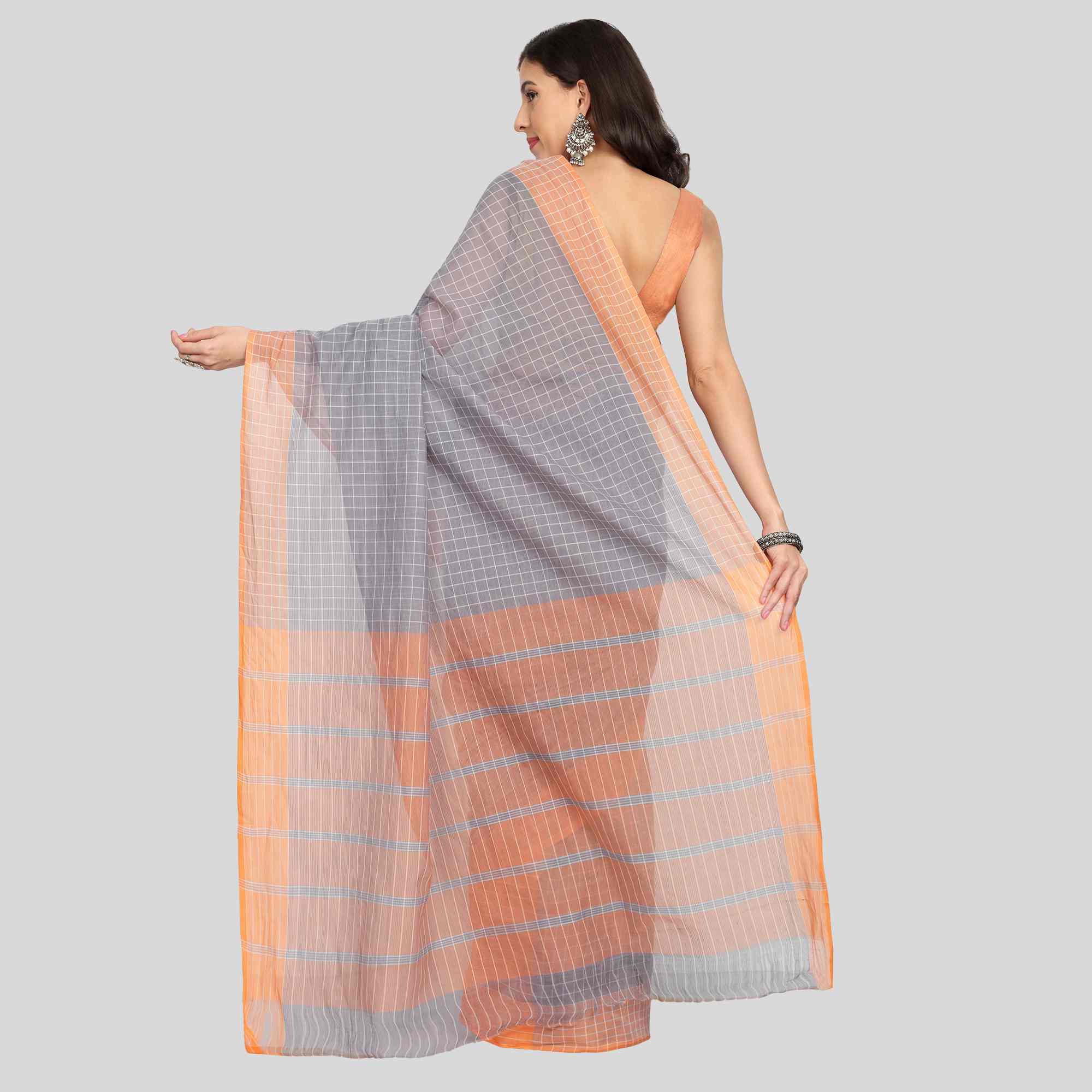 Cotton check sarees