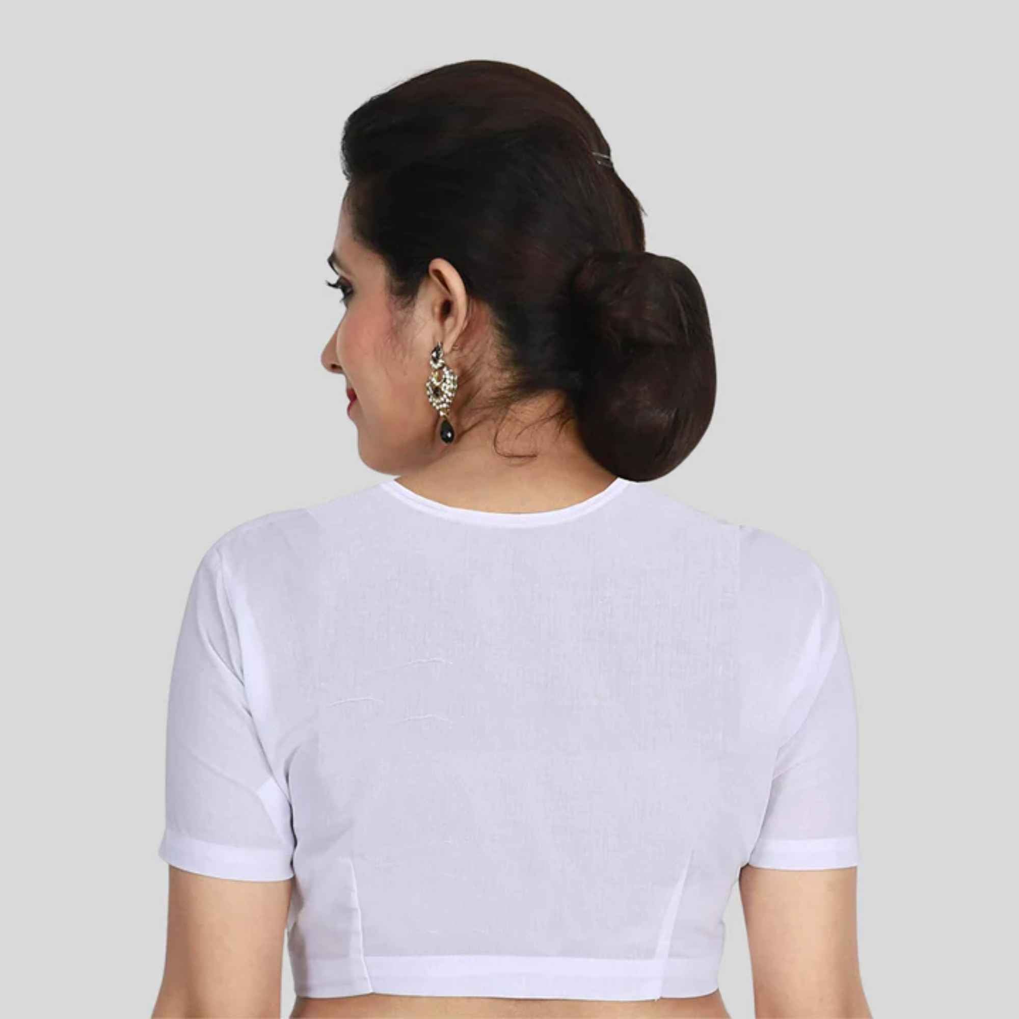 JISB Cotton 2by2 High Neck Short Sleeve Blouse