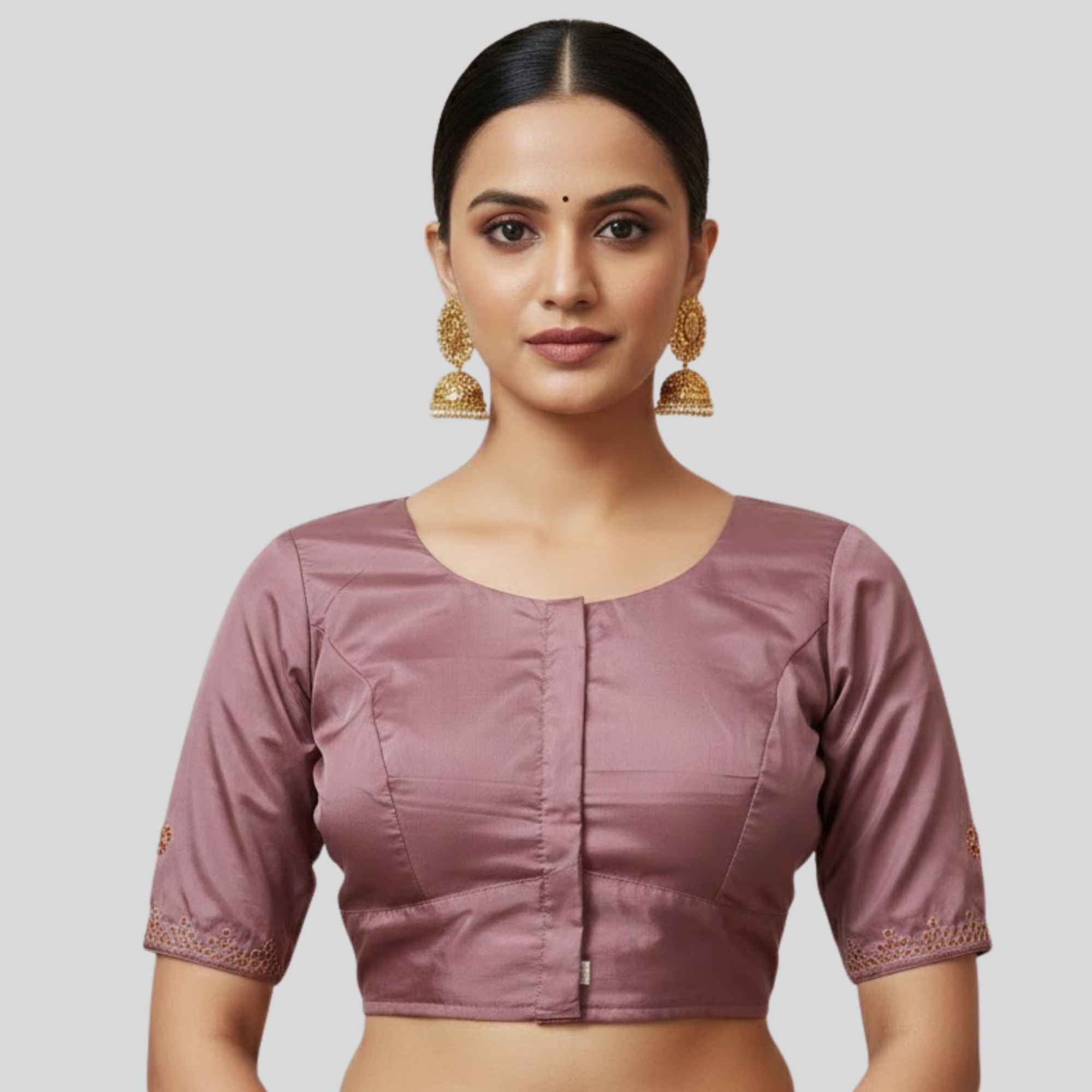 Temple kolam Embroidery Silk Cotton Readymade Blouse,Made To Order