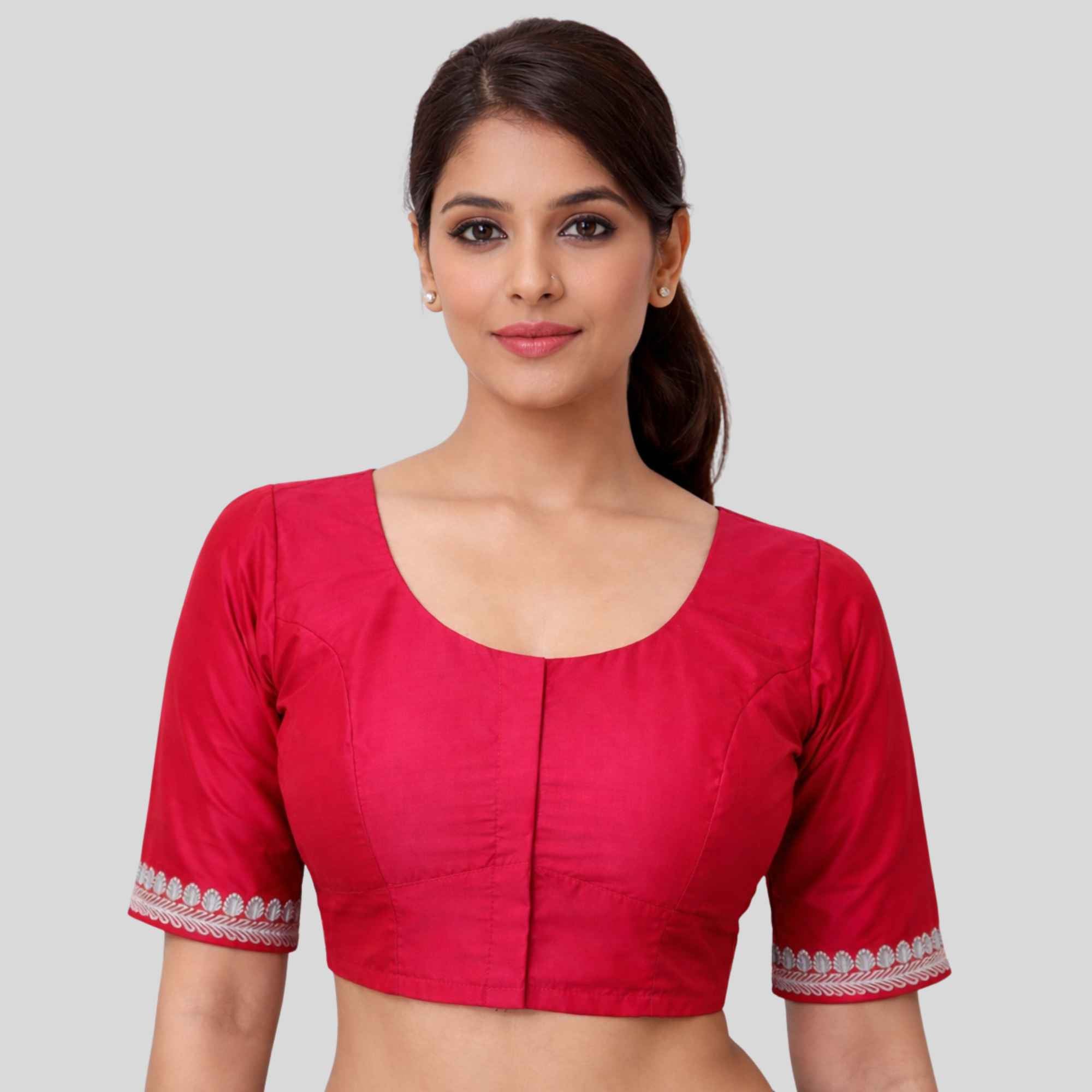 Embroidery Silk Cotton Readymade Blouse,Made To Order
