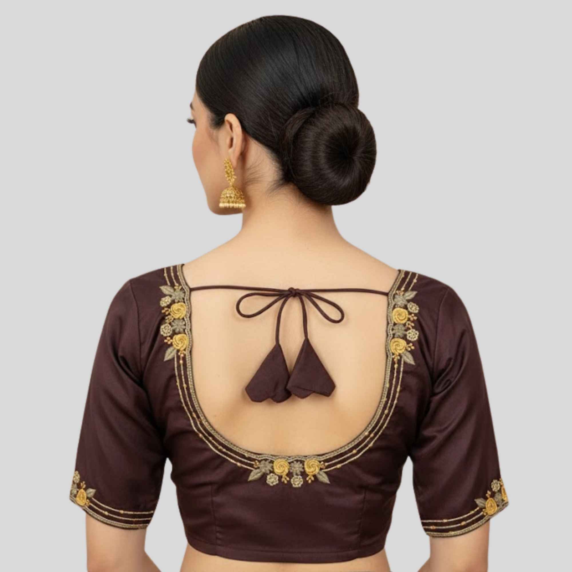 Embroidery Silk Cotton Readymade Blouse,Made To Order