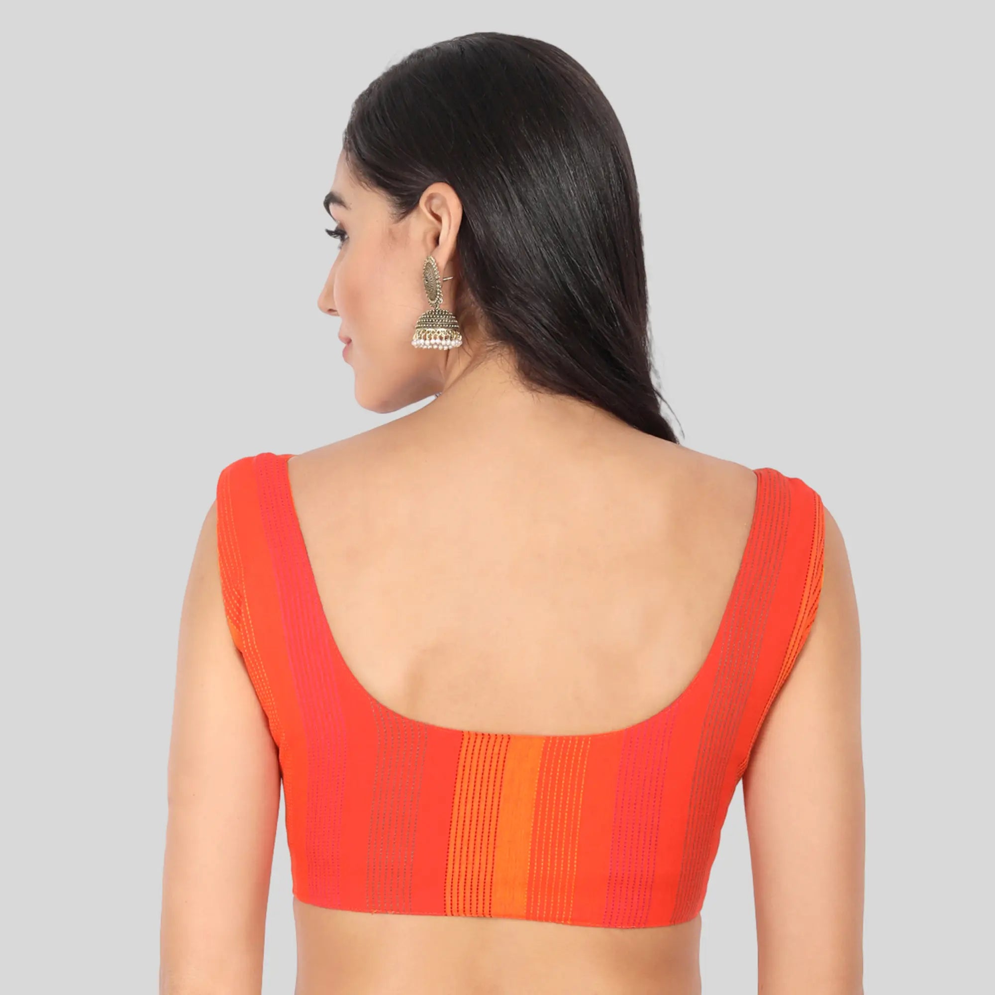 orange stripe readymade blouse