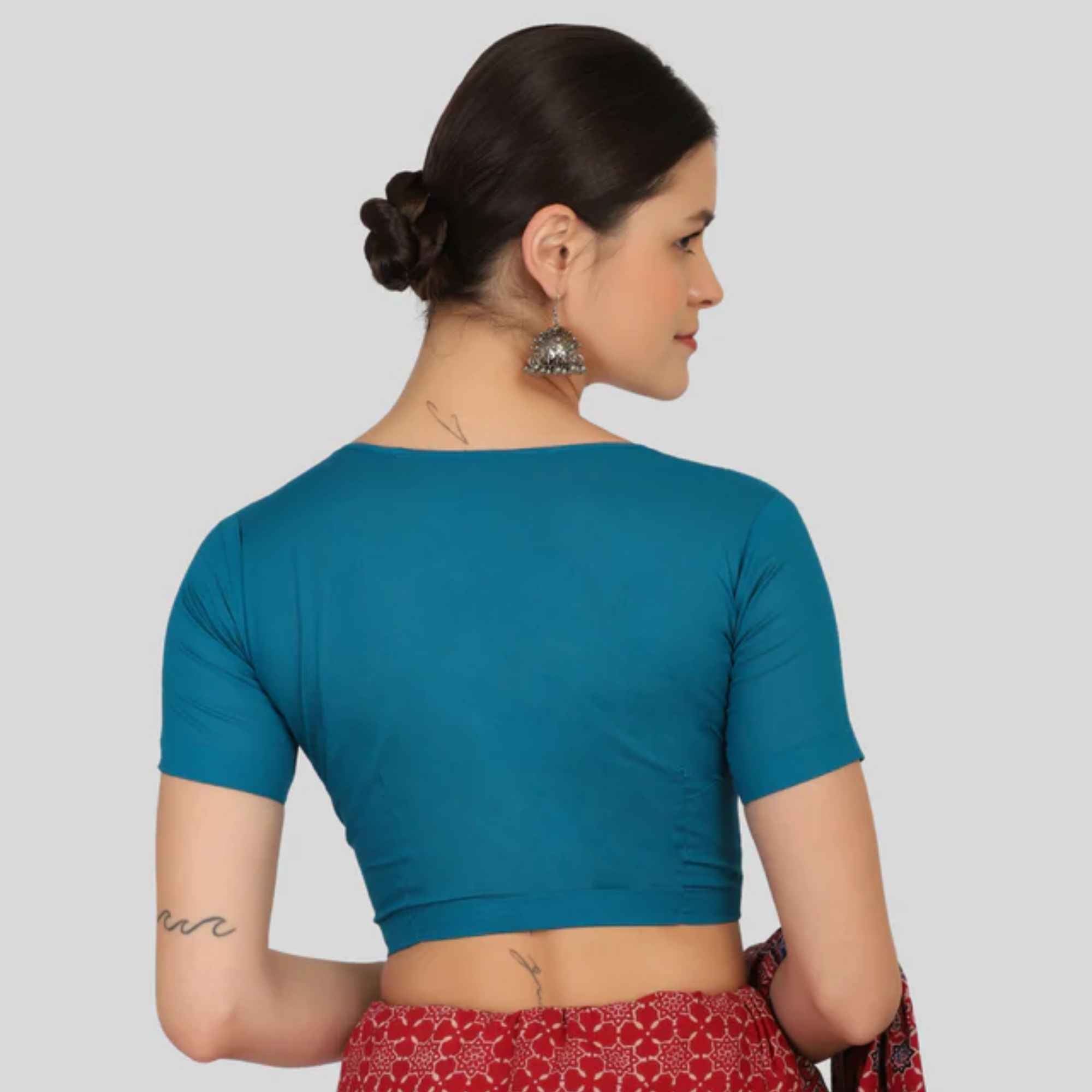 JISB Cotton 2by2 High Neck Blouse