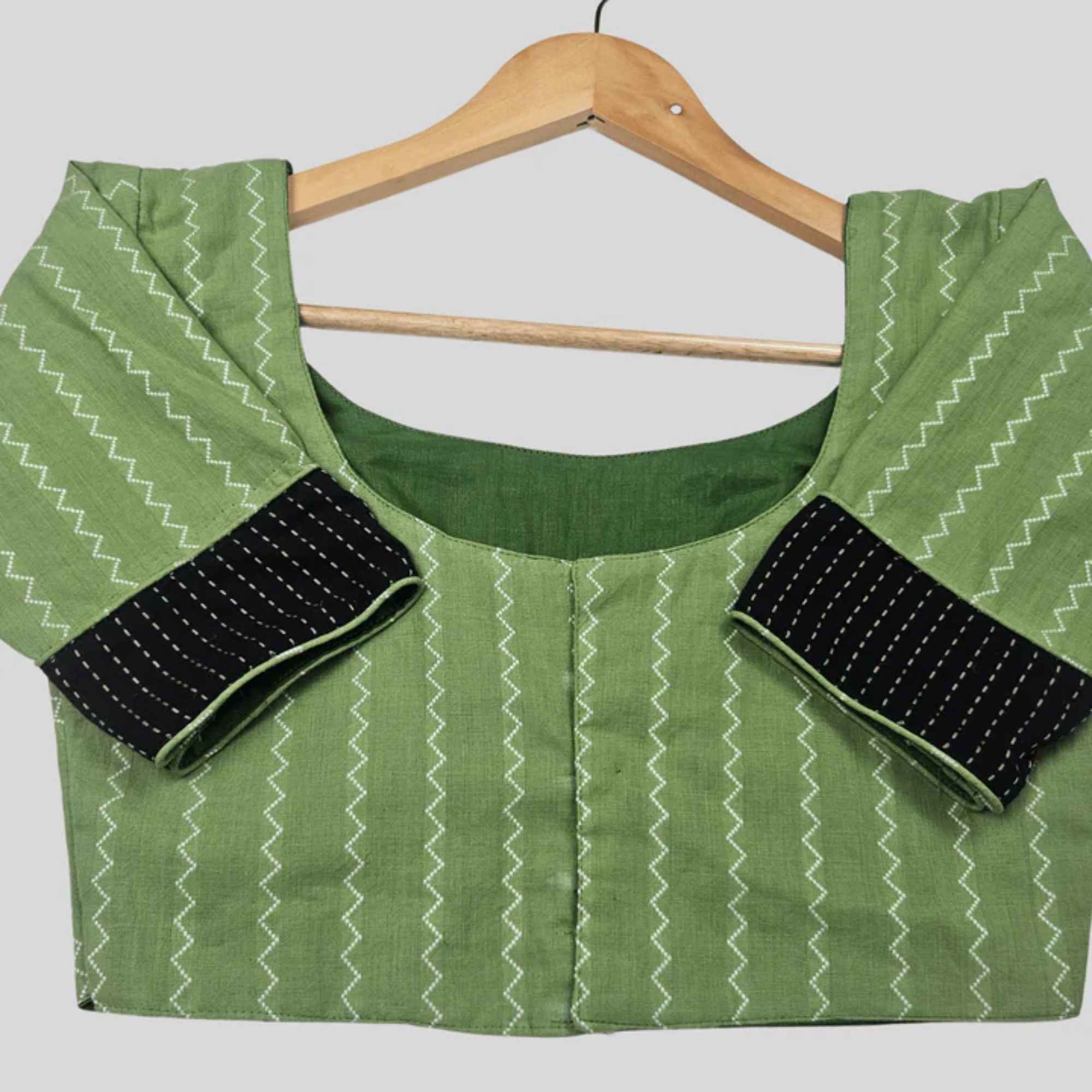 Madhubala Cut Cotton Elbow Sleeve Back Open Blouse