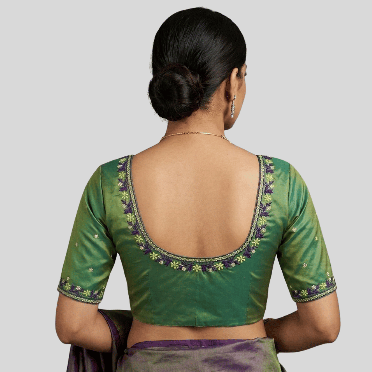 Silk Cotton Computer Embroidered Readymade Blouse, Made to order