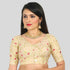 Cream Embroidery Blouse with Cotton Lining and Neck Piping