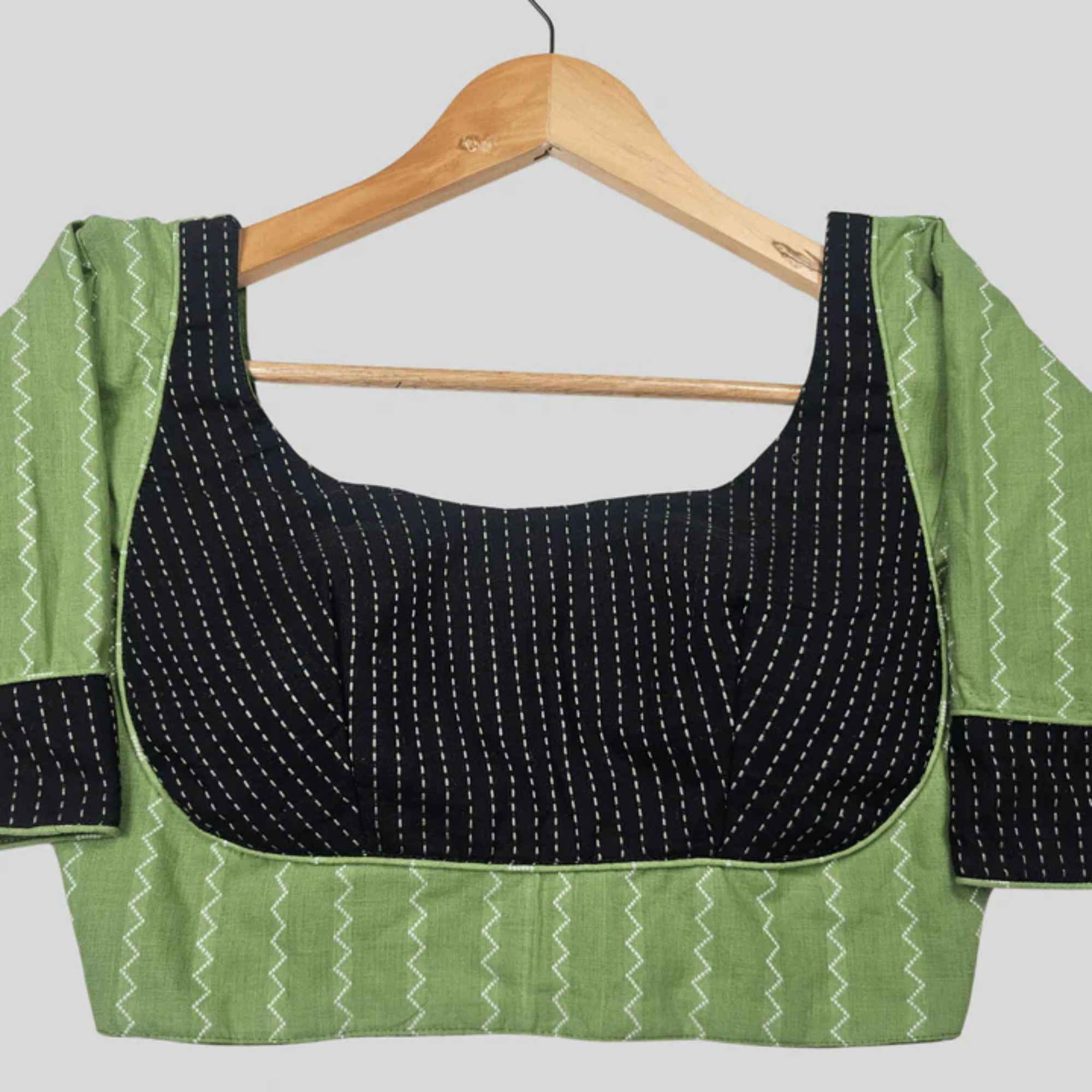 Madhubala Cut Cotton Elbow Sleeve Back Open Blouse