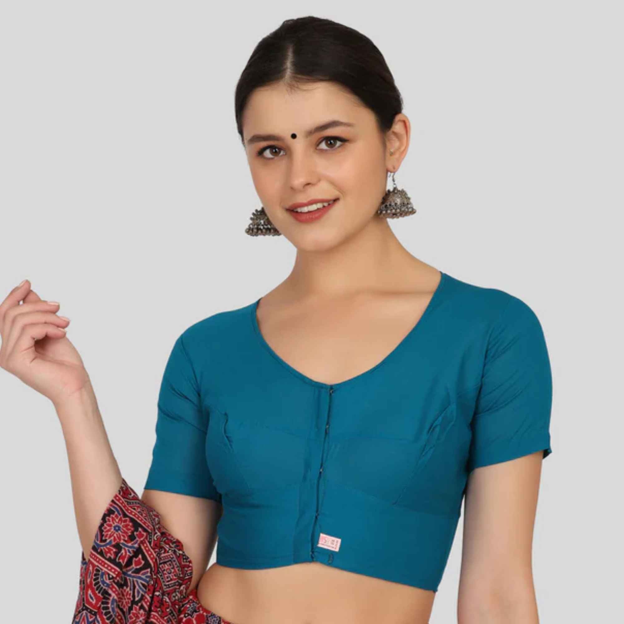 JISB Cotton 2by2 High Neck Blouse