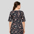 JISB Cotton Printed Short kurti with elbow sleeves, Navy