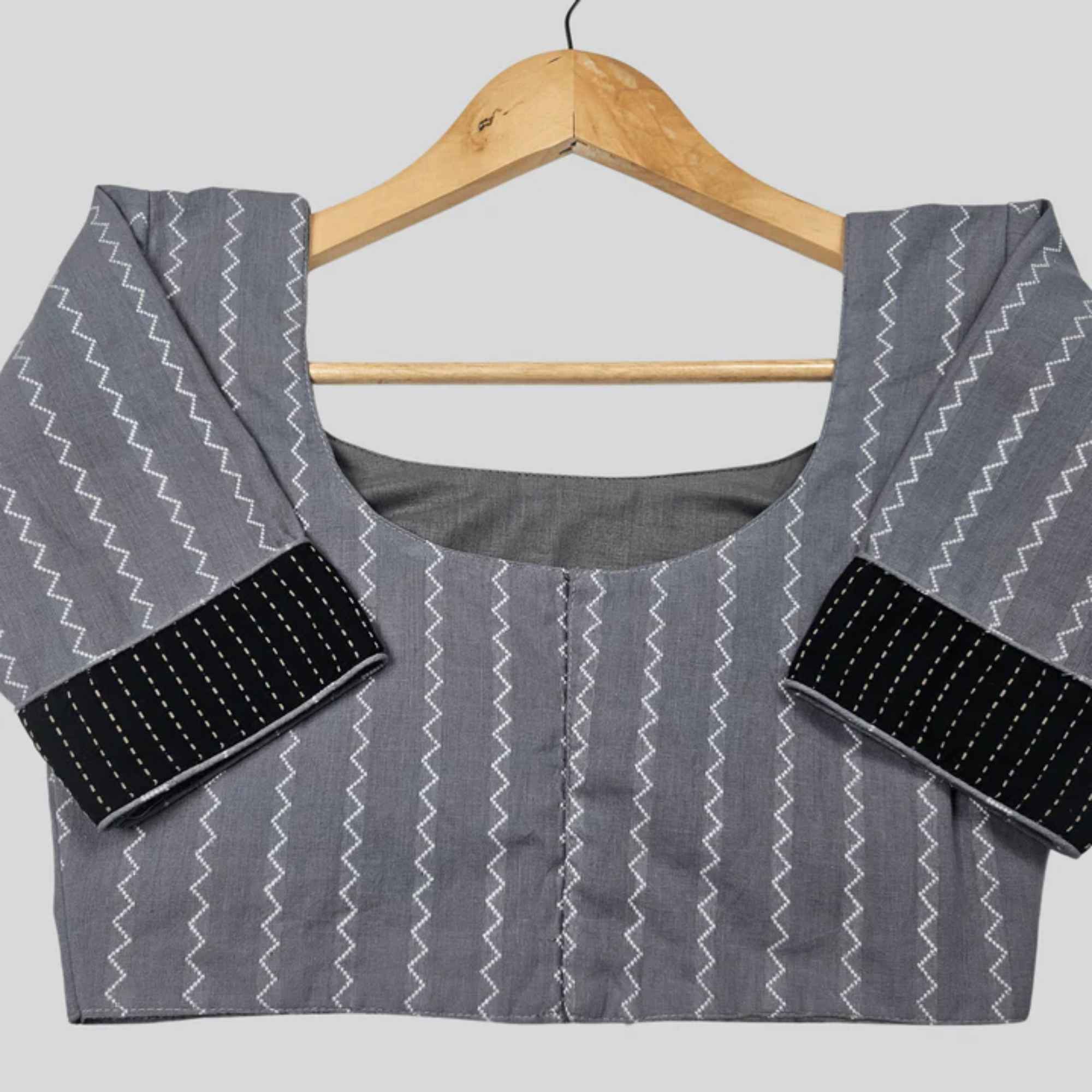 Madhubala Cut Cotton Elbow Sleeve Back Open Blouse