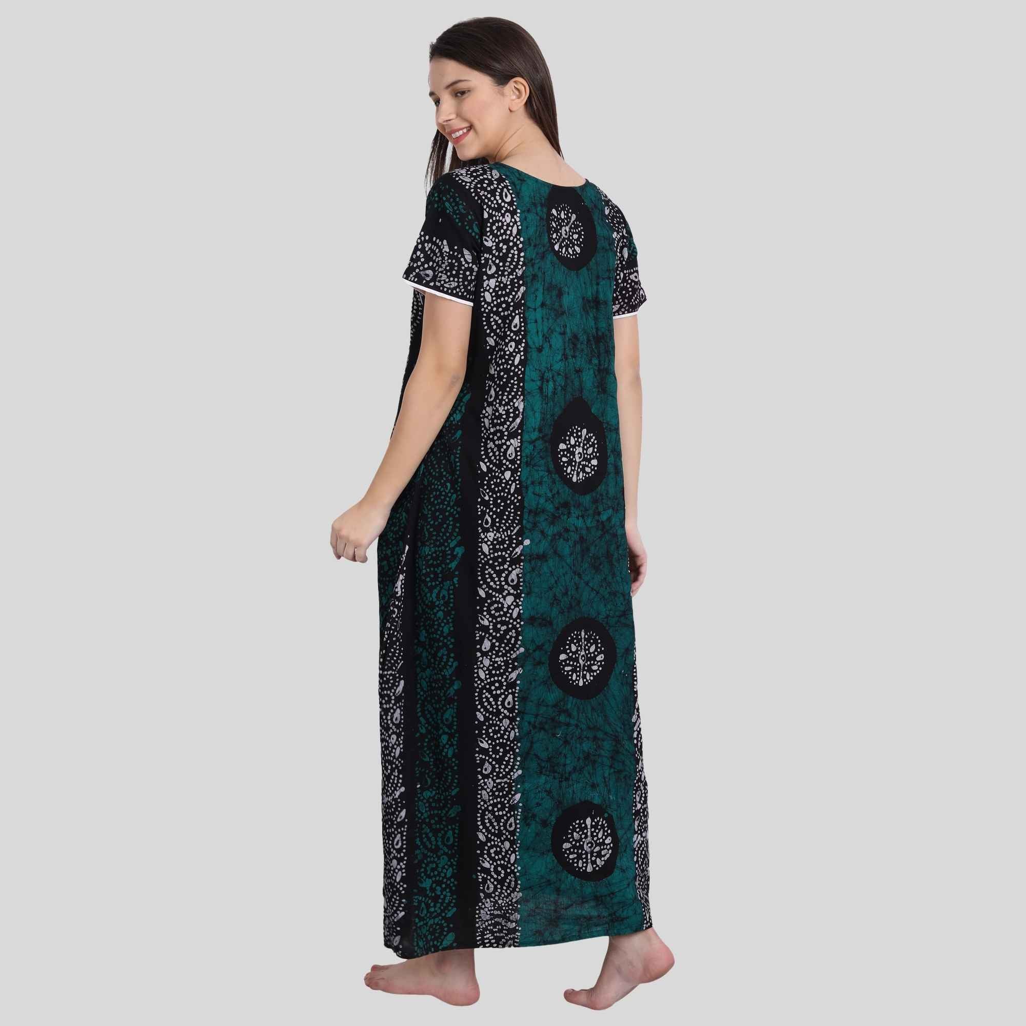 Batik green printed nighty