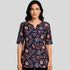JISB Cotton Printed Short kurti with elbow sleeves, Navy