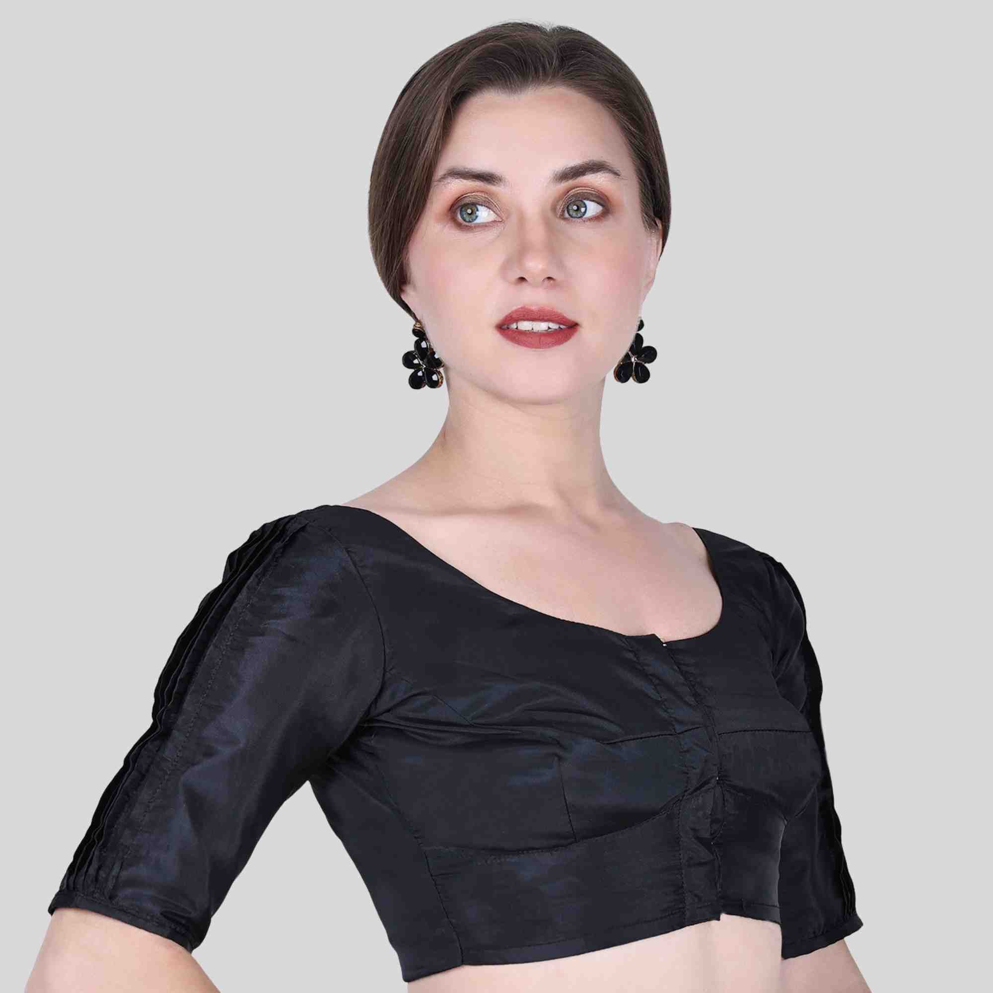 Black pleat sleeve blouse