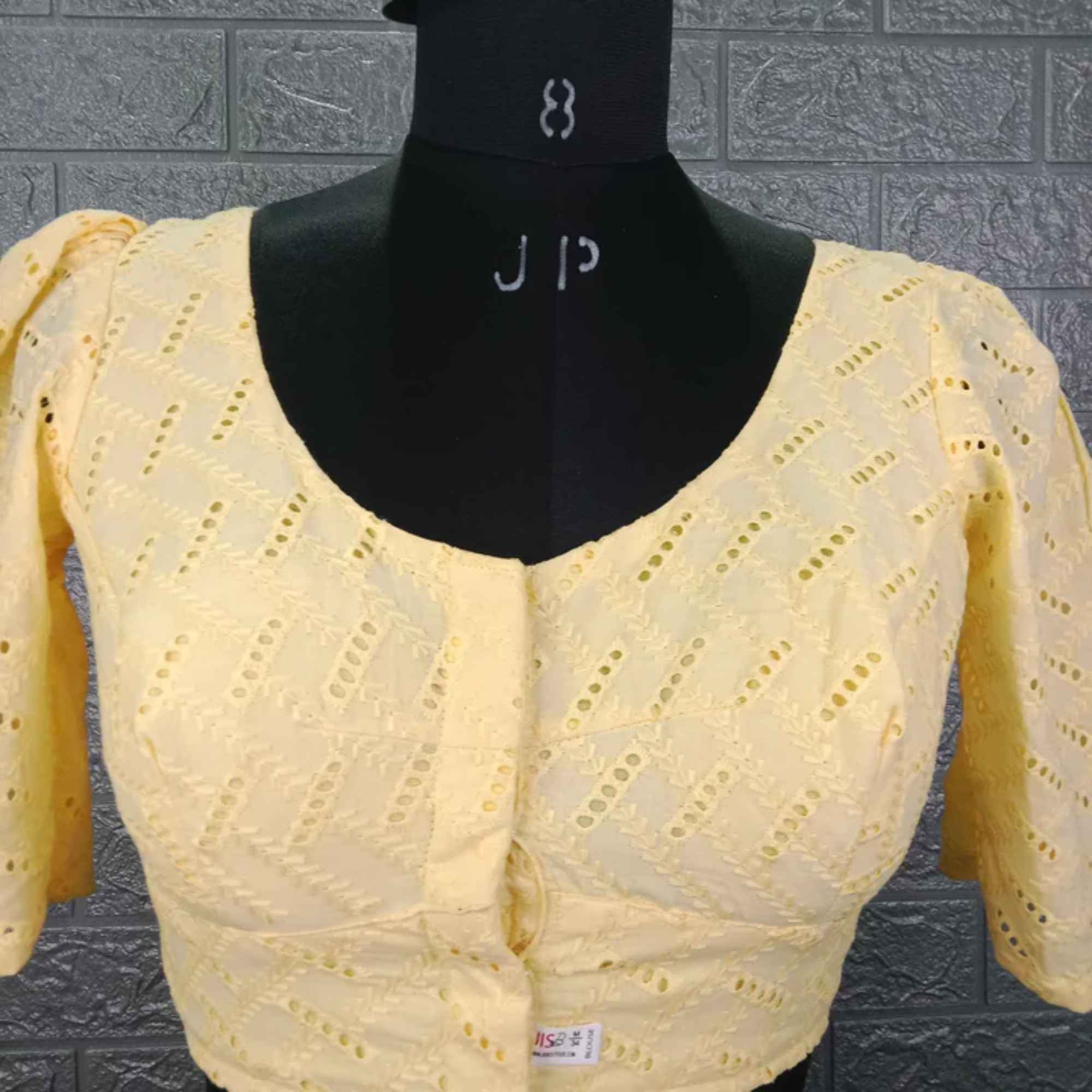 Cotton Hakoba Embroidery Puff Sleeve Blouse