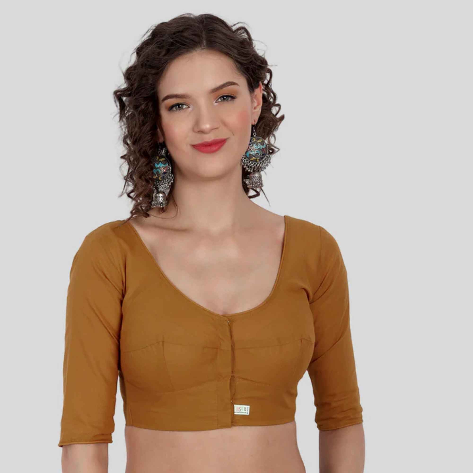 Cotton Katori Cut 3/4 Sleeve Blouse