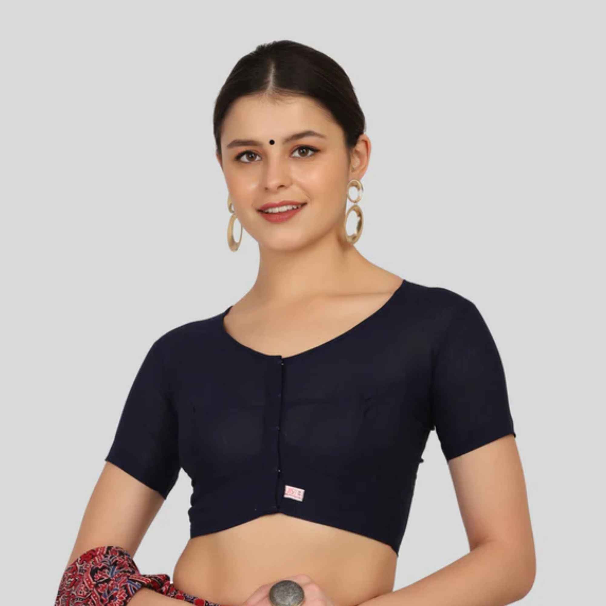 JISB Cotton 2by2 High Neck Blouse