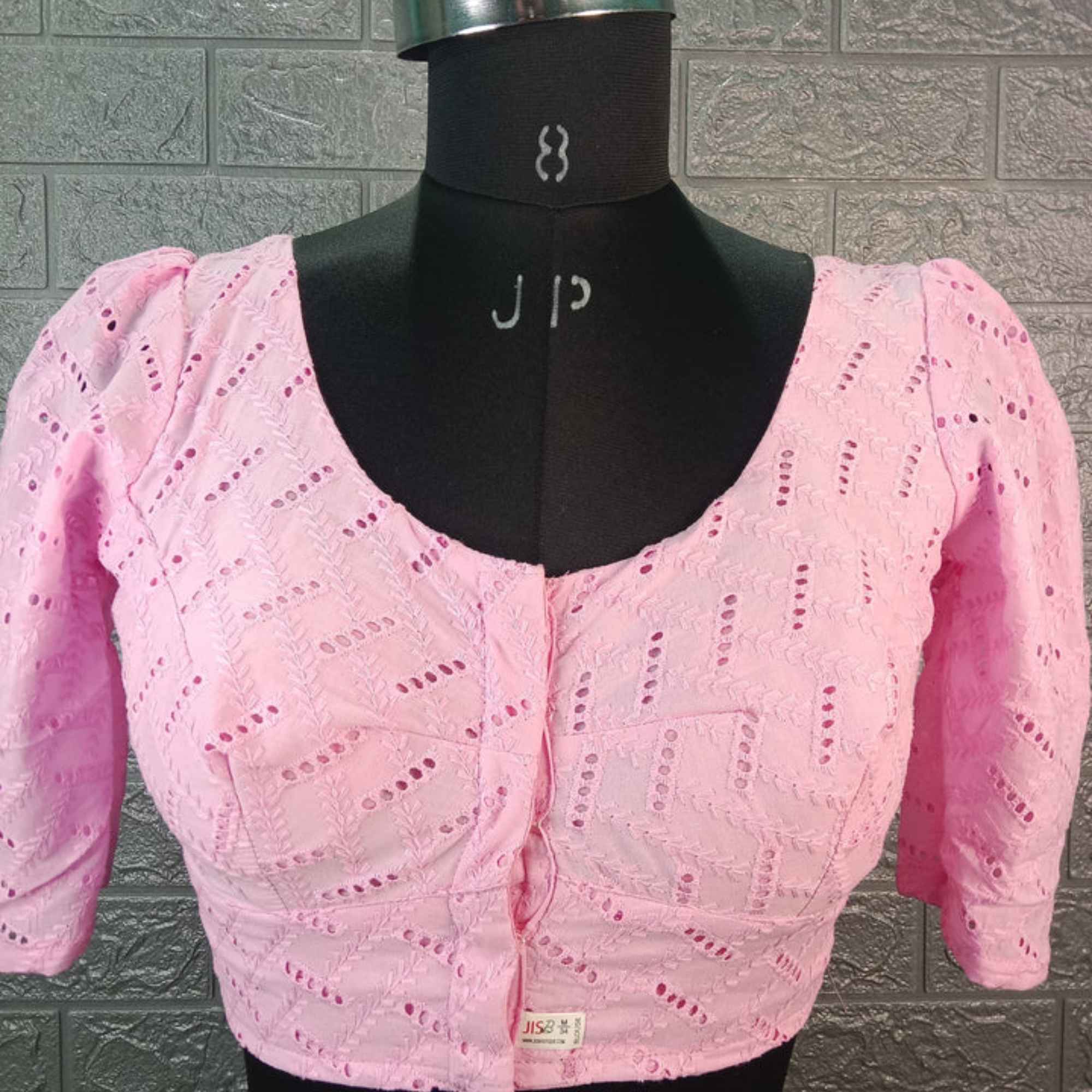 Cotton Hakoba Embroidery Puff Sleeve Blouse