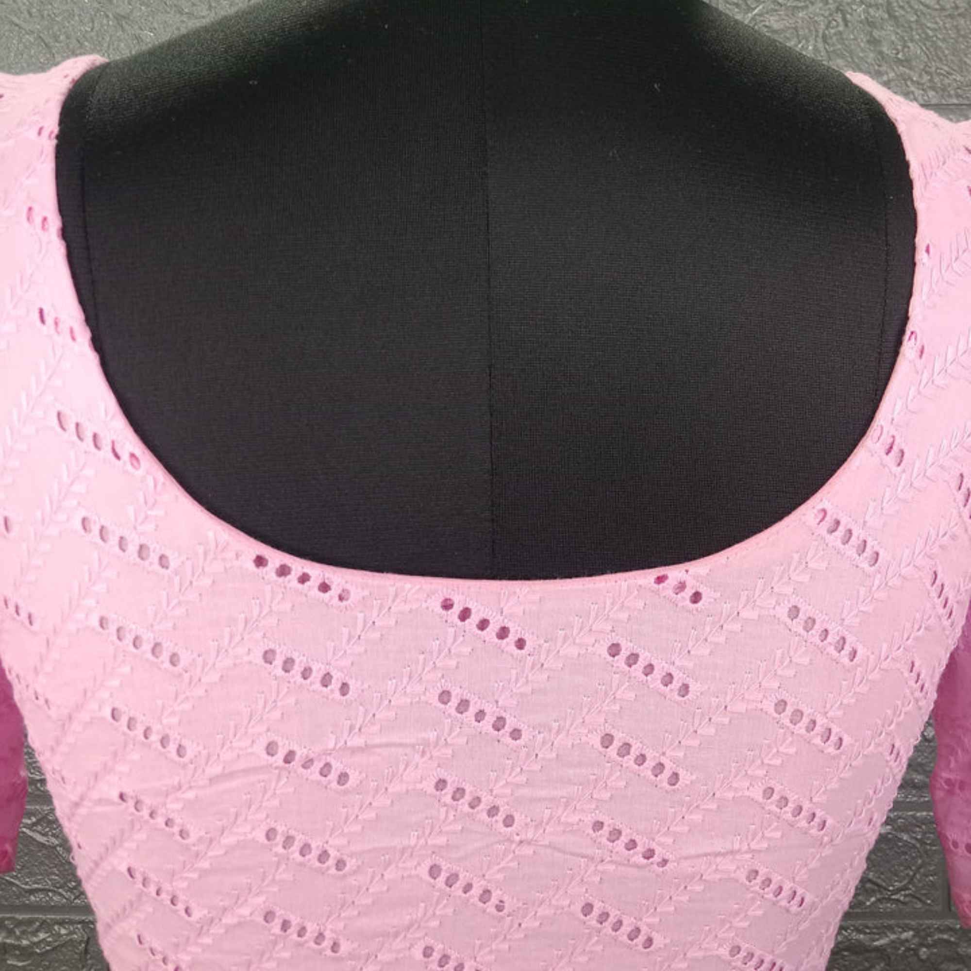 Cotton Hakoba Embroidery Puff Sleeve Blouse