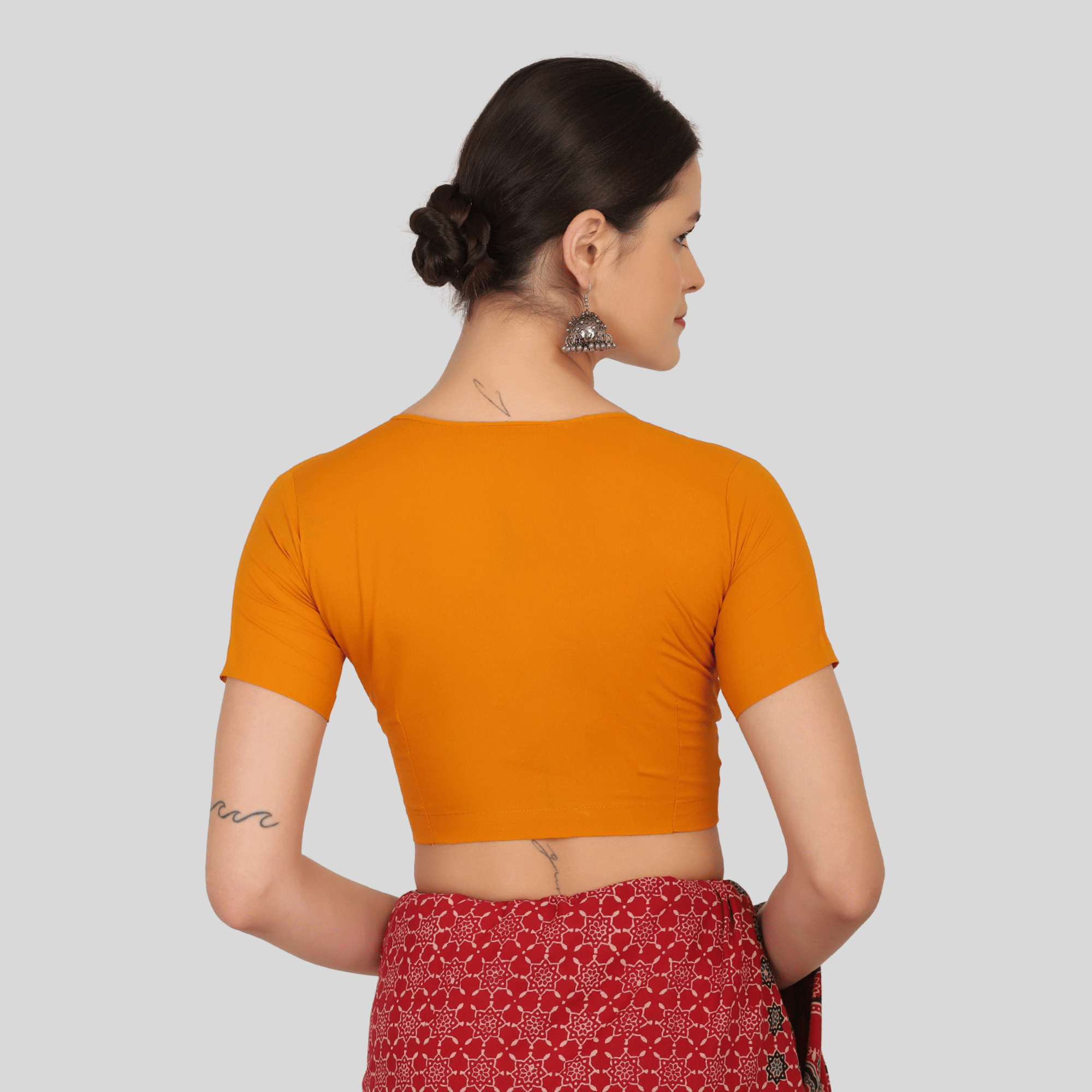 Orange High neck blouse