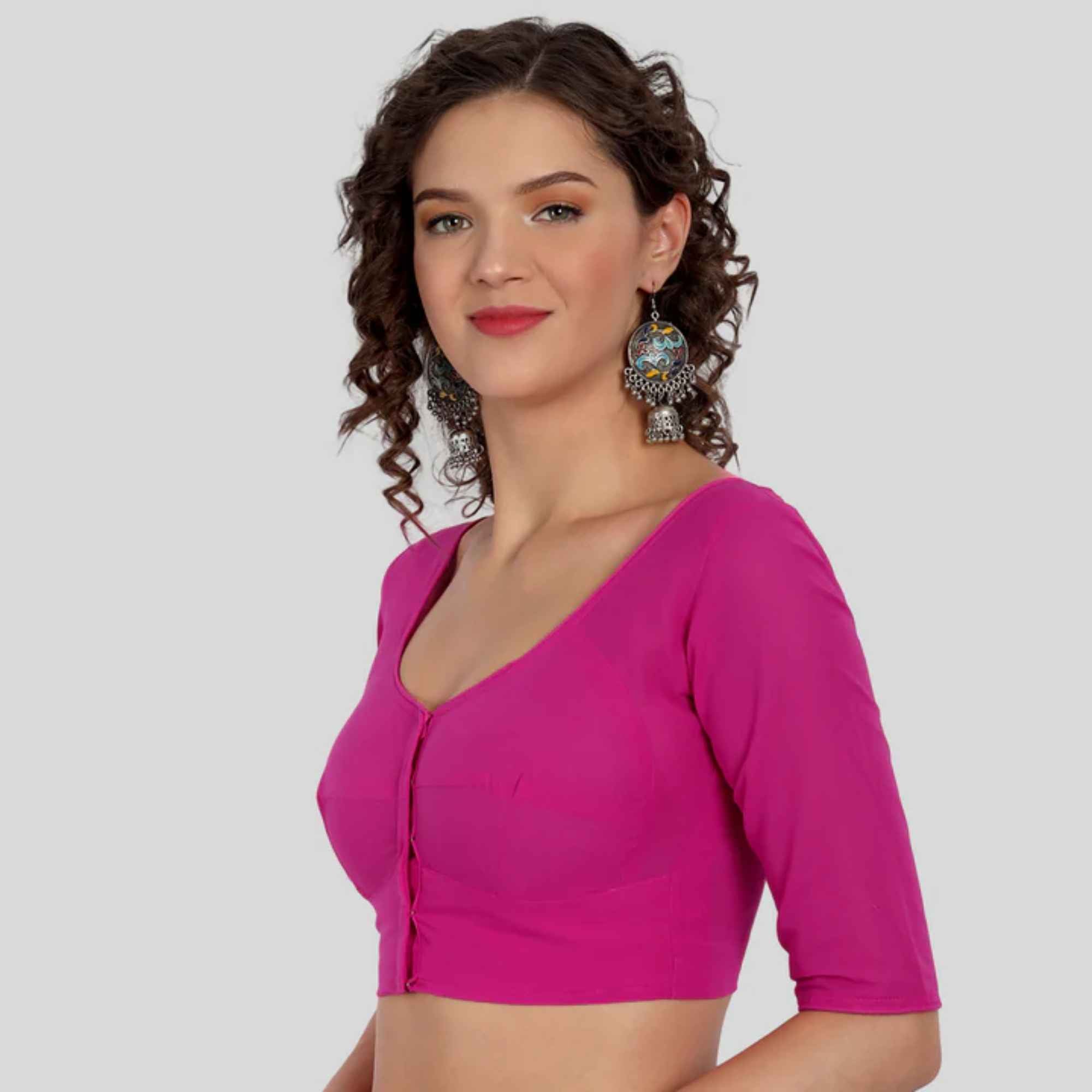 Cotton Katori Cut 3/4 Sleeve Blouse