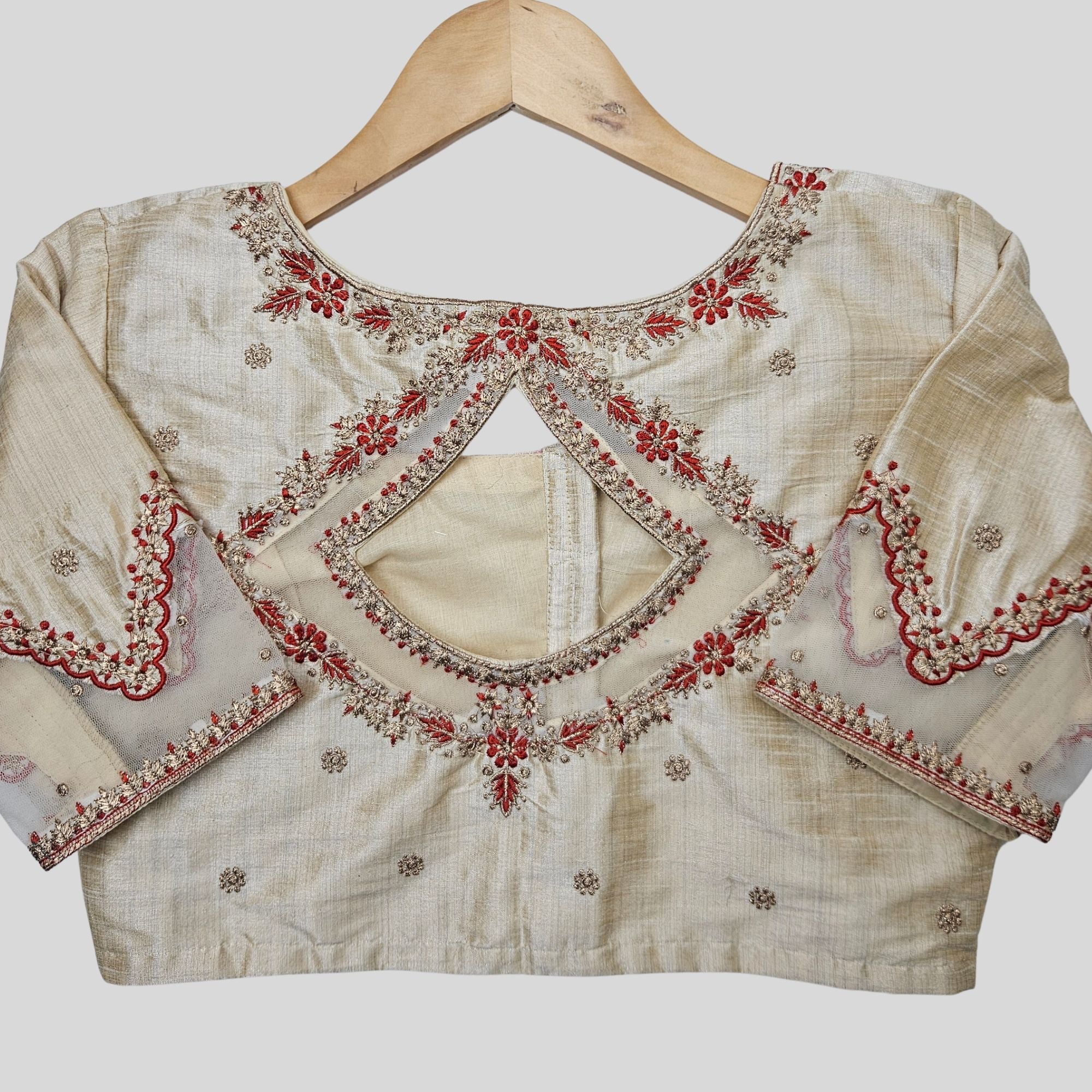 Bridal Dupion Embroidery Readymade blouse, Made To Order